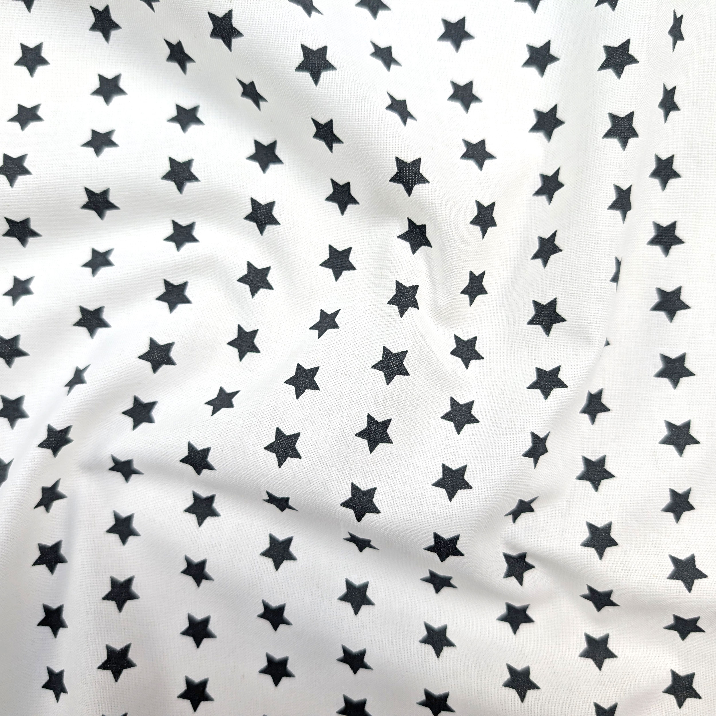 Black Stars on a White Background Cotton Image