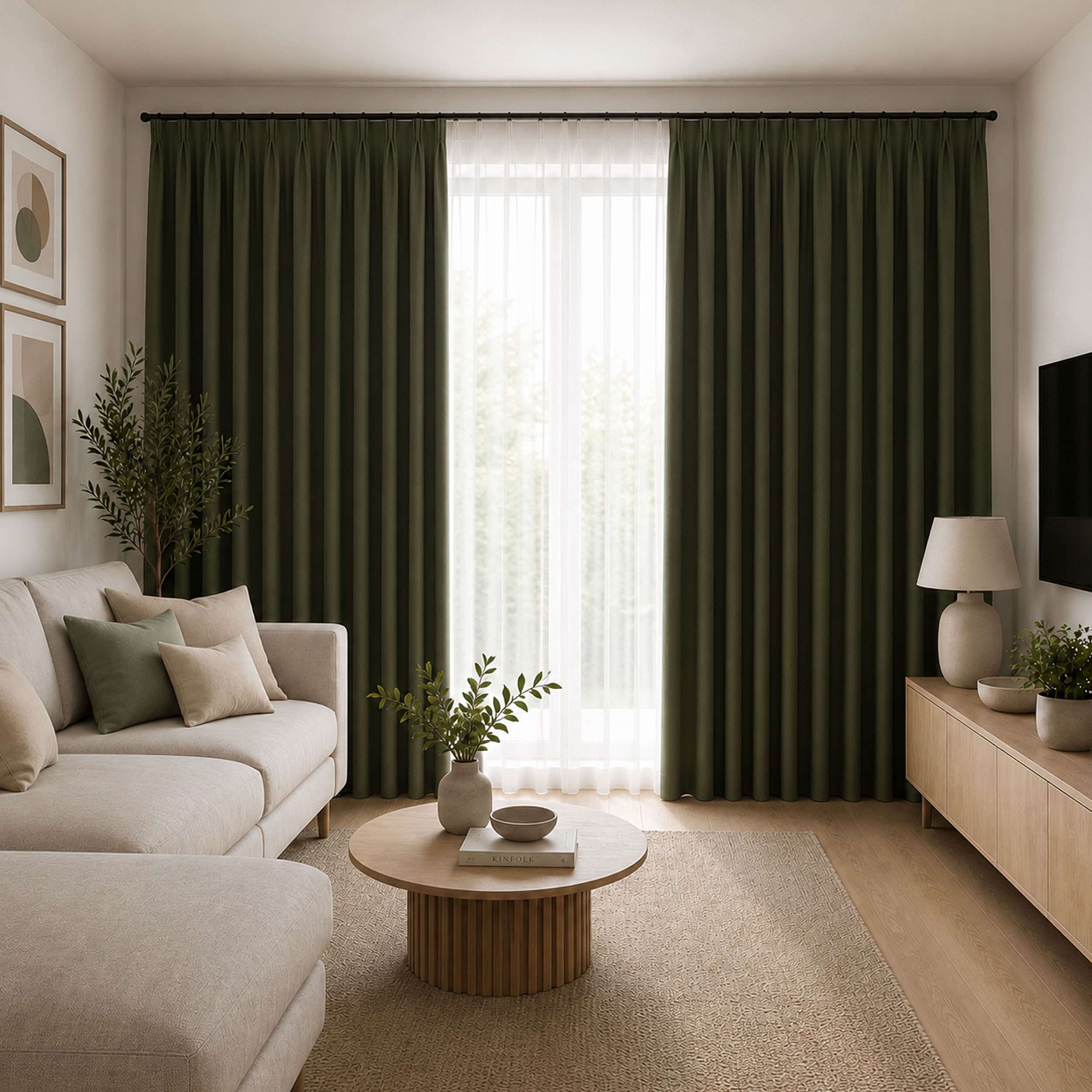 100% Blackout Curtain Fabric, Khaki Image