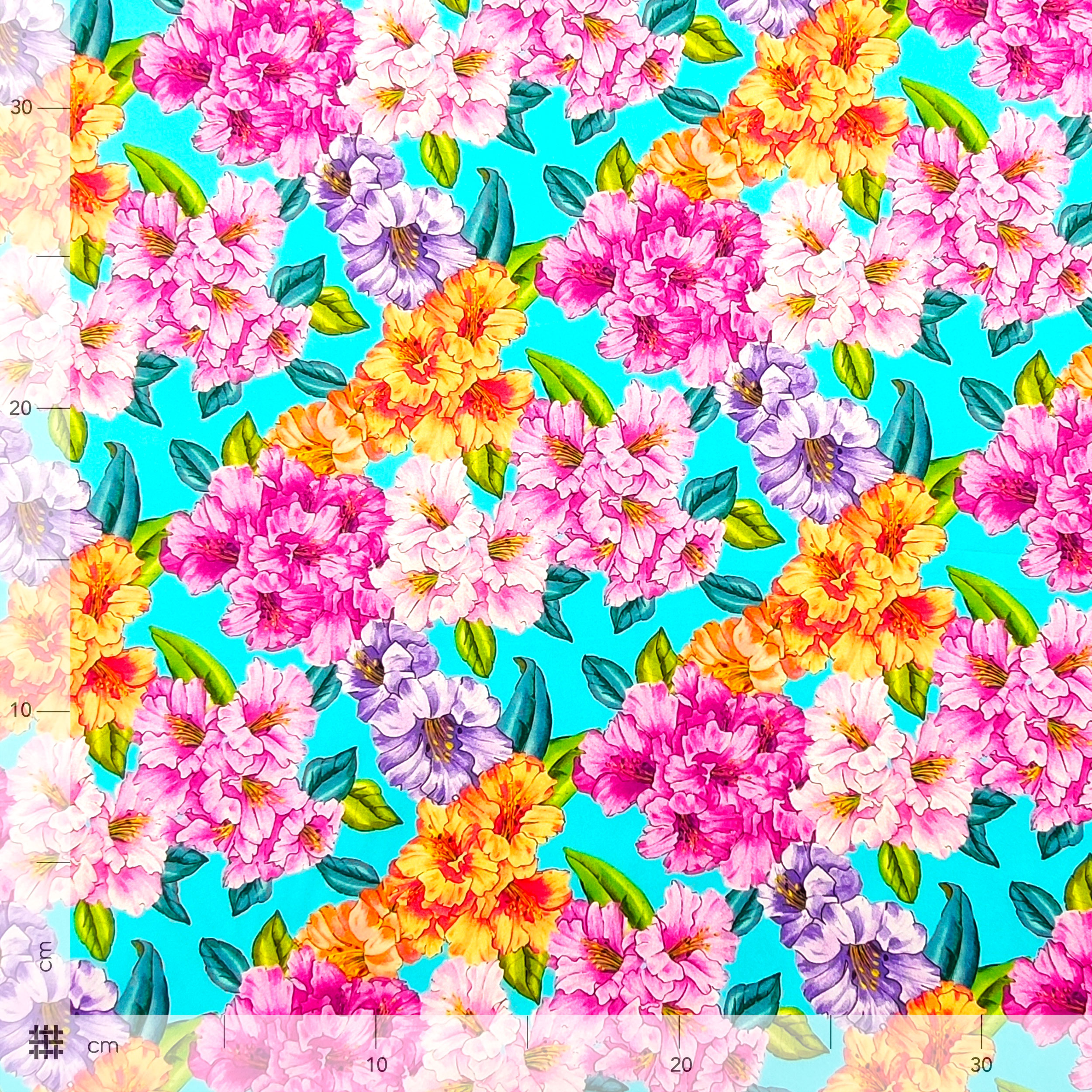 Stretch Cotton Large Coloured Flowers Fantasy
