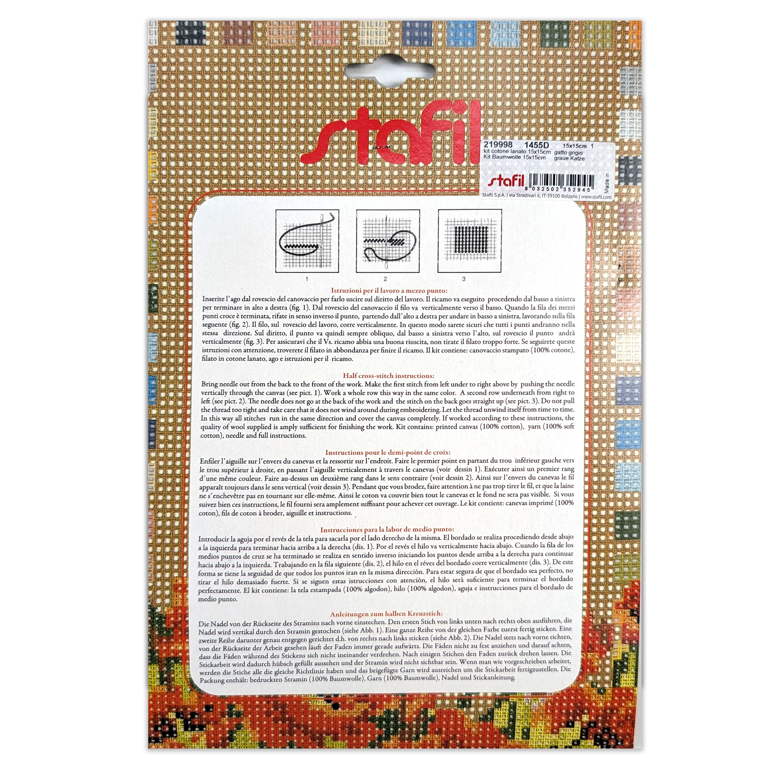 Set Half Cross Stitch "i Quadretti" Siberian Cat Image