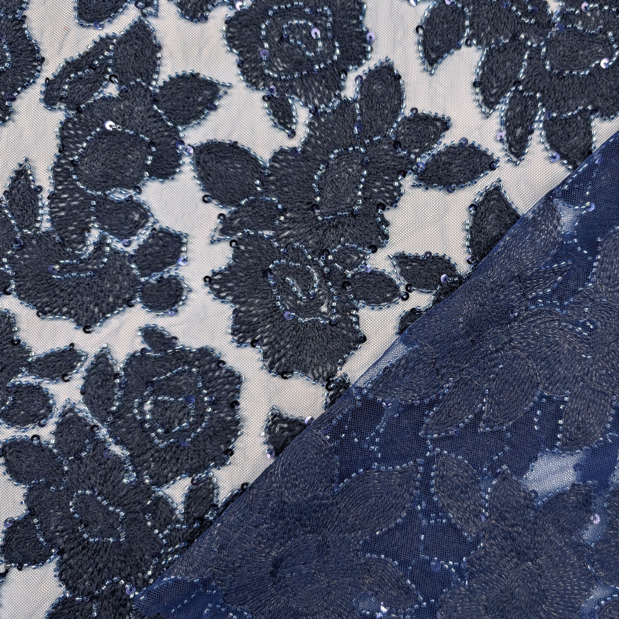 Lace Rose Wool Blue Sequins Image