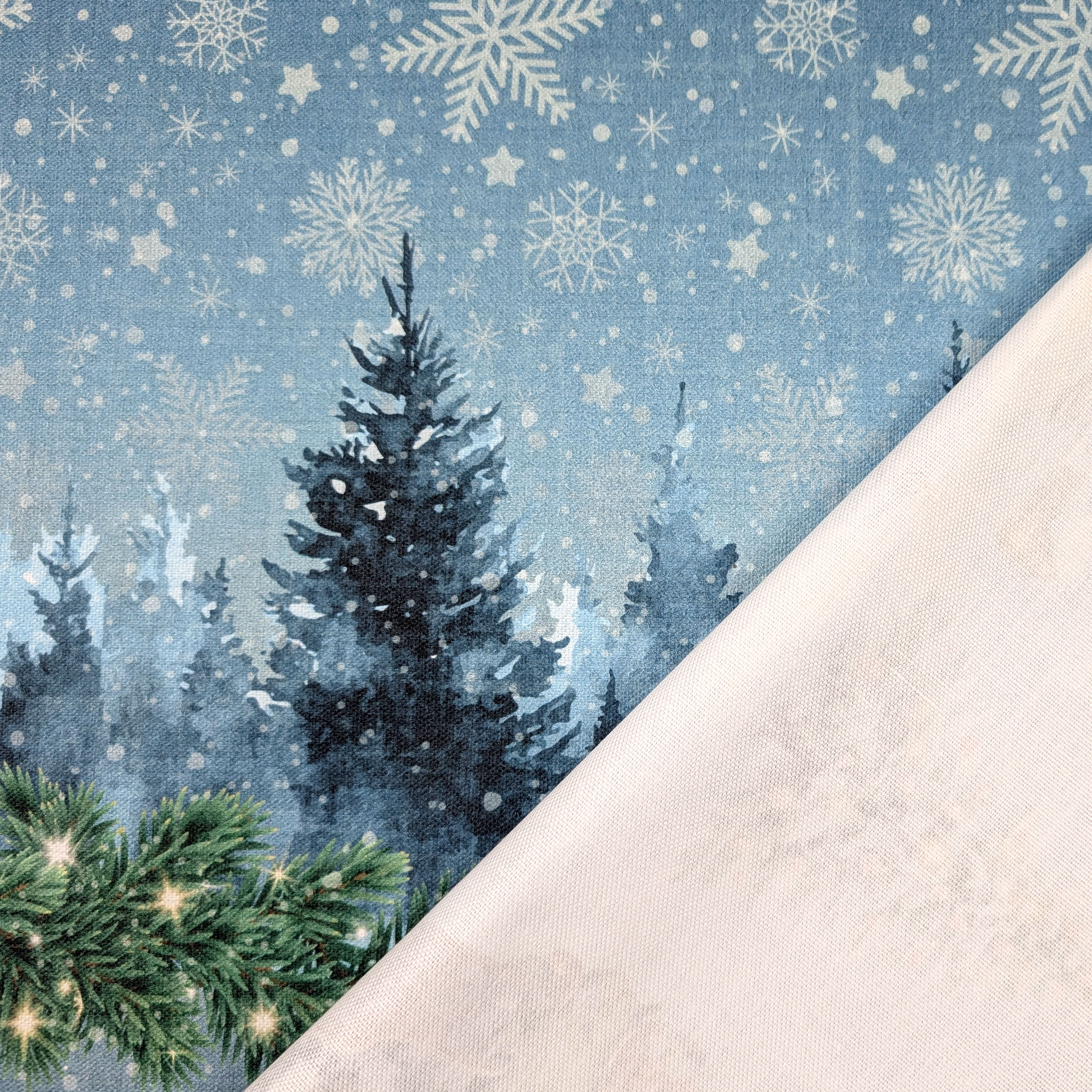 Fabric for Resin Tablecloth with Santa's Sleigh Border Image