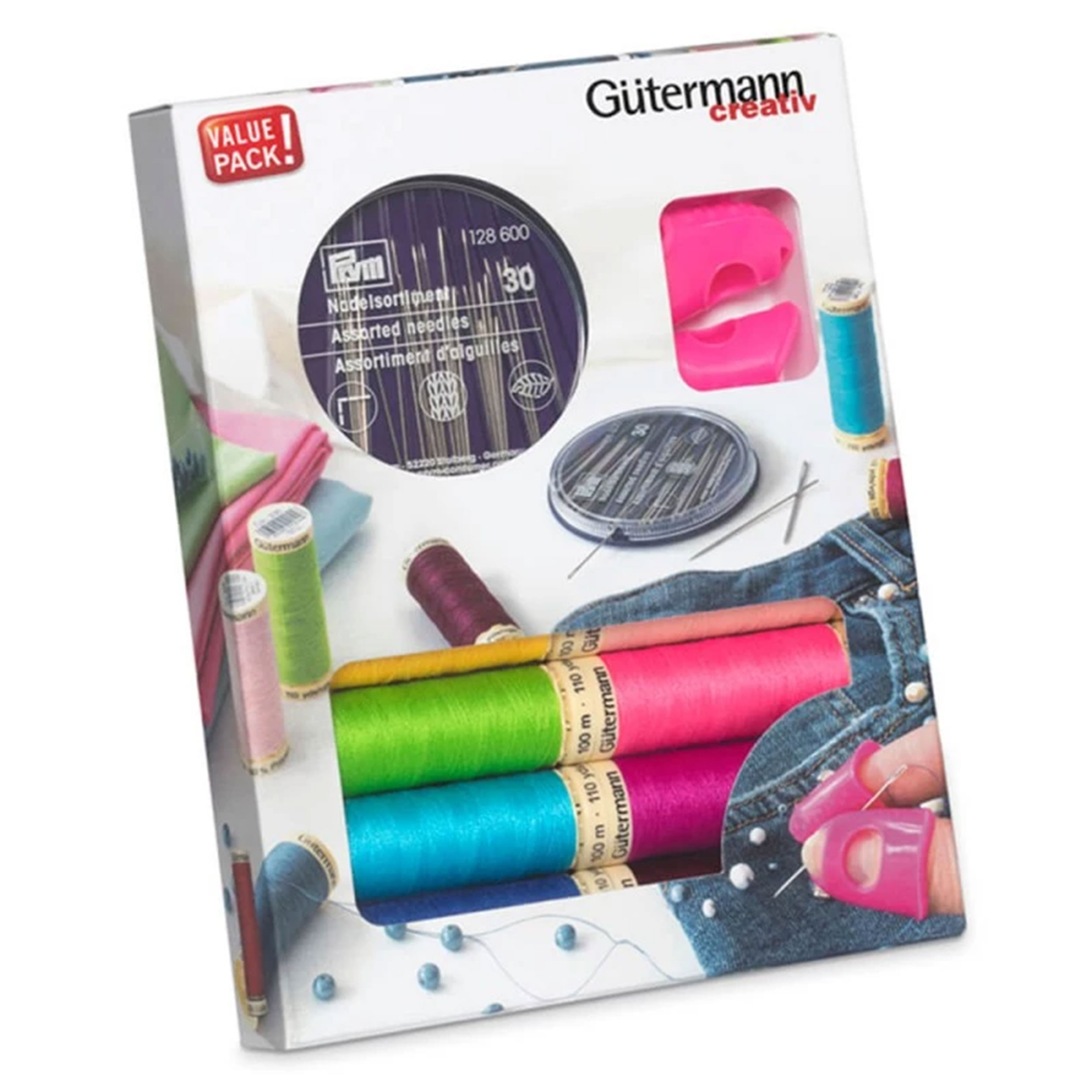 Gutermann Creative Set 8 Bobbins with Needles and Thimbles Image