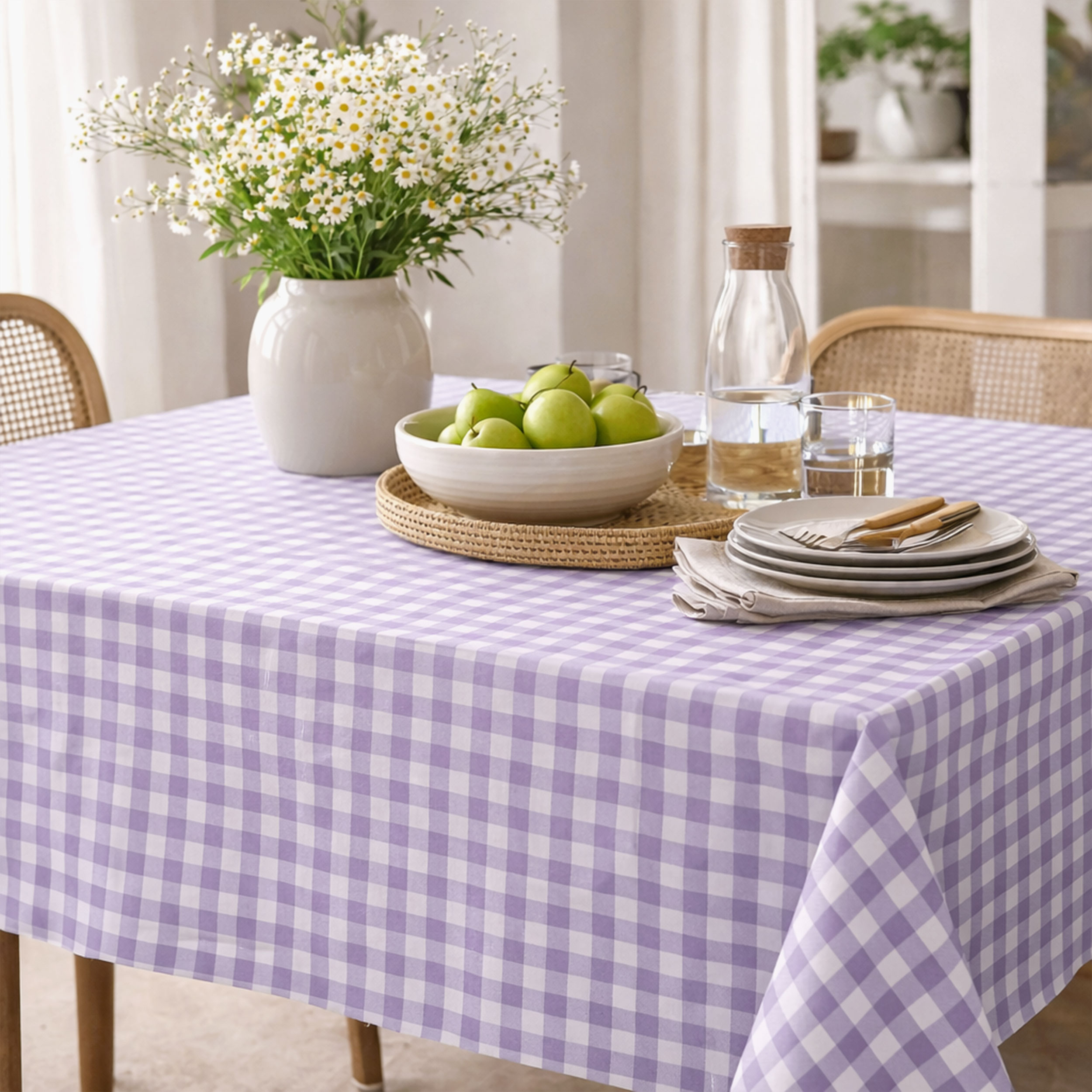 Washed Cotton Yarn Dyed Square Lilac Image