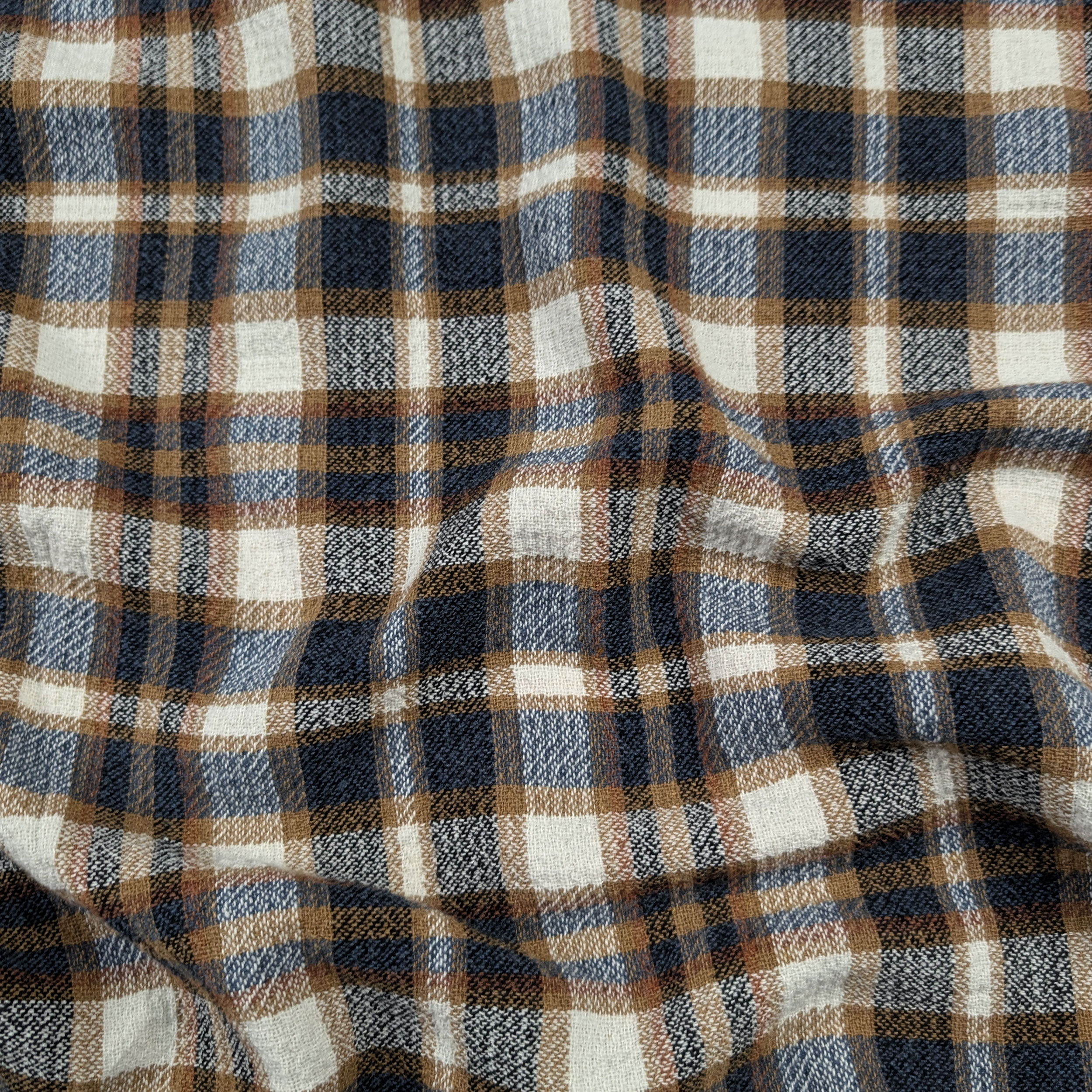 Beige and Blue Tartan Tweed Image