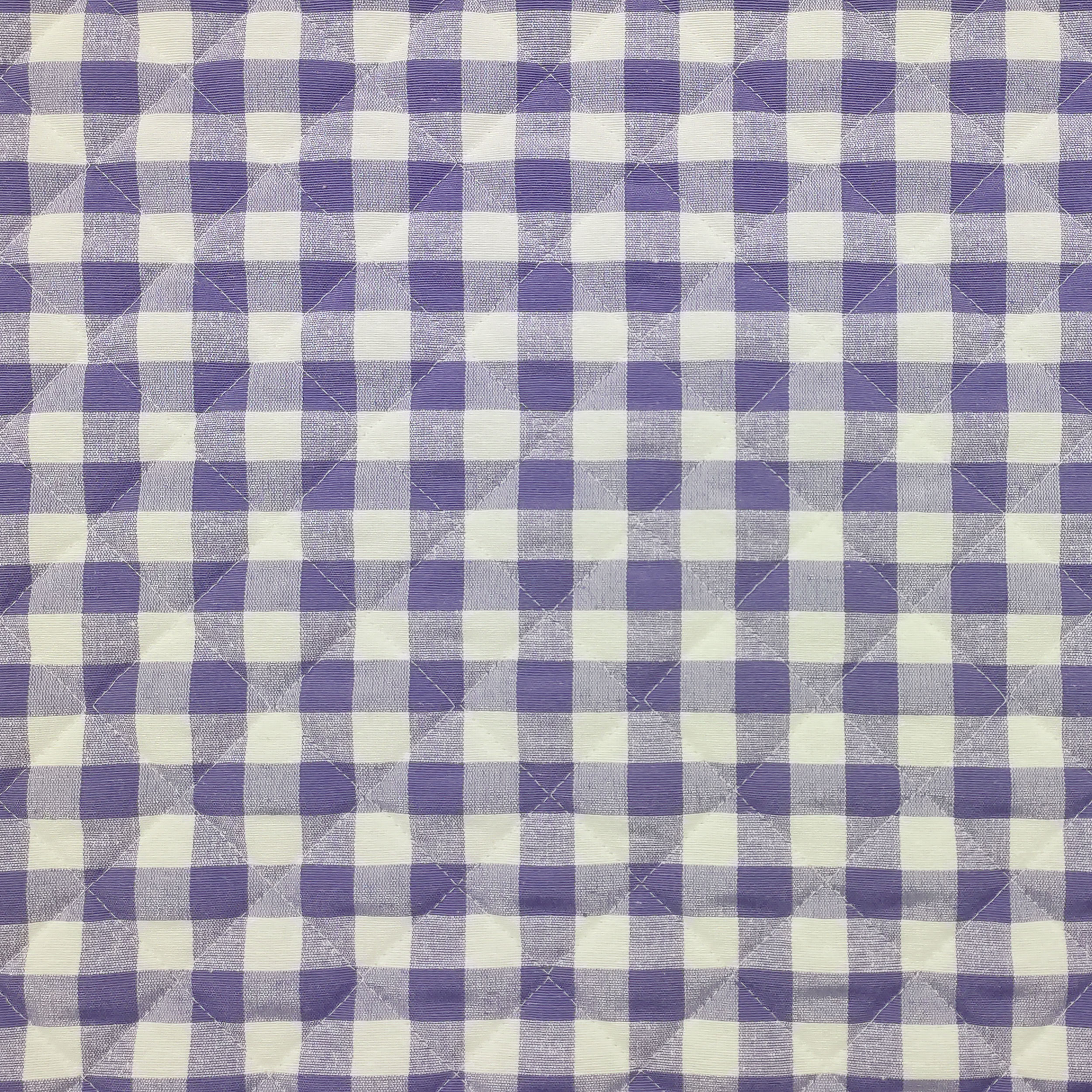 Thread Dyed Quilted Fabric with Lilac Check Pattern Image