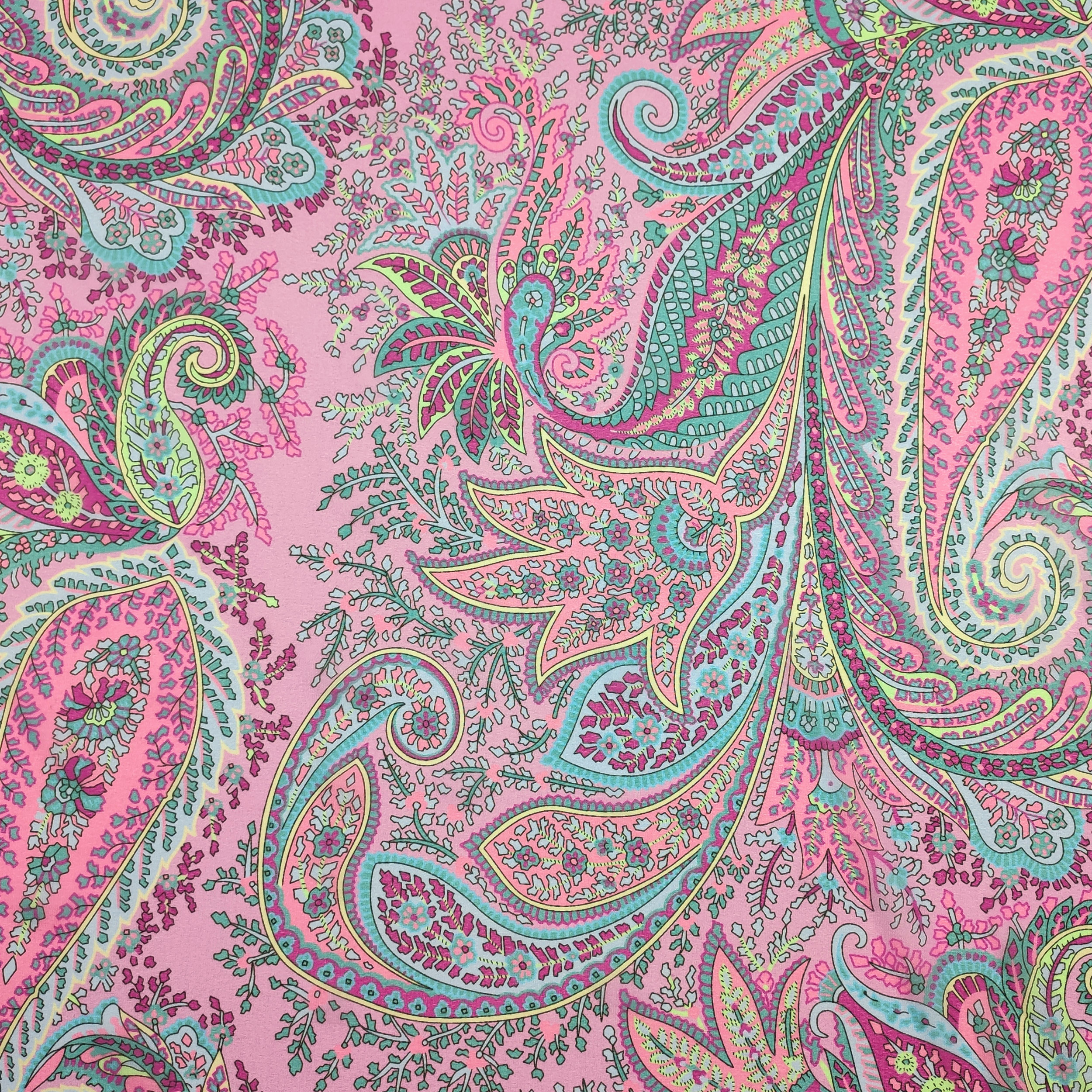 Chiffon de soie élastiqué Cachemire Fantaisie Fuxia