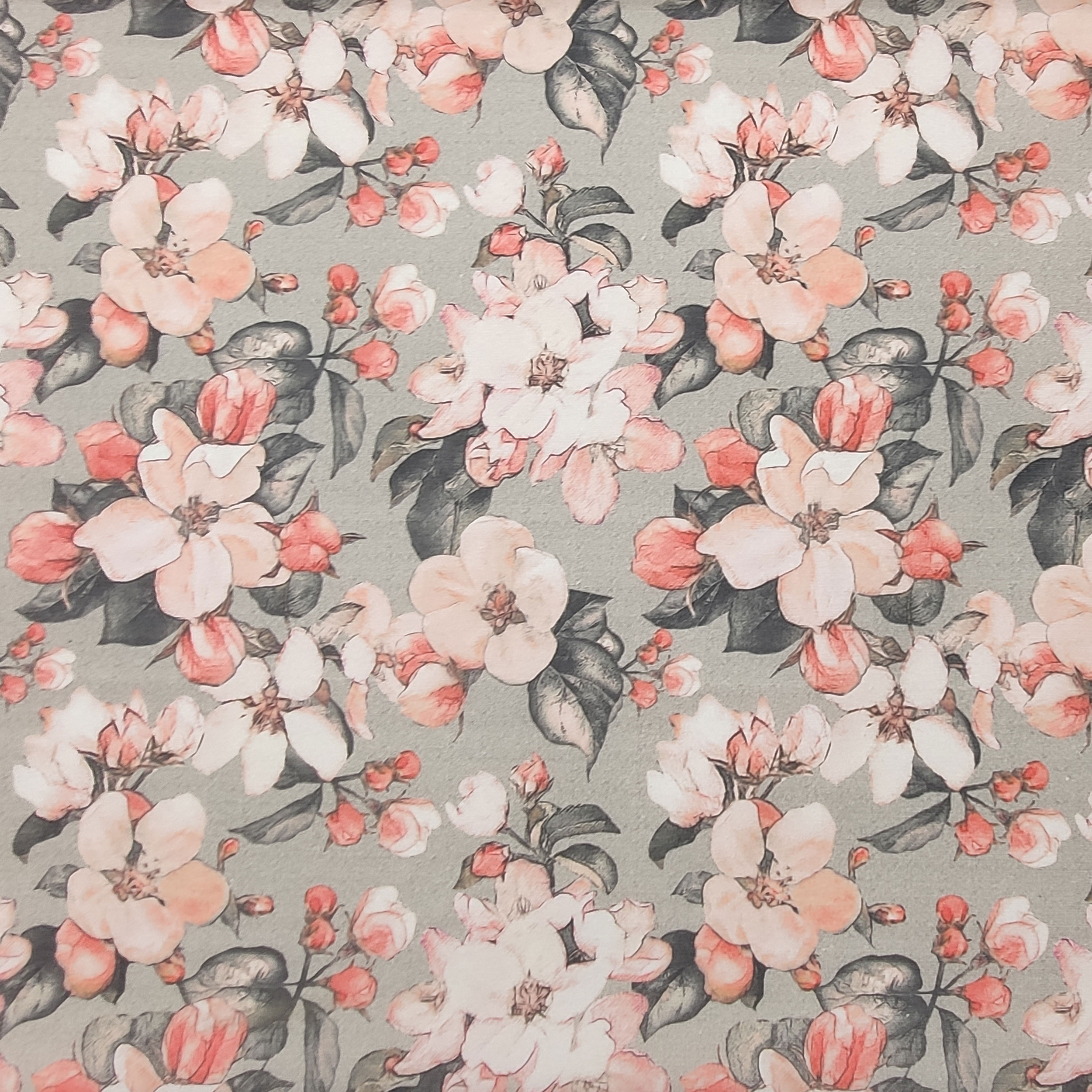 Nappe en résine Tissu Fleurs de pêche Fond gris Image