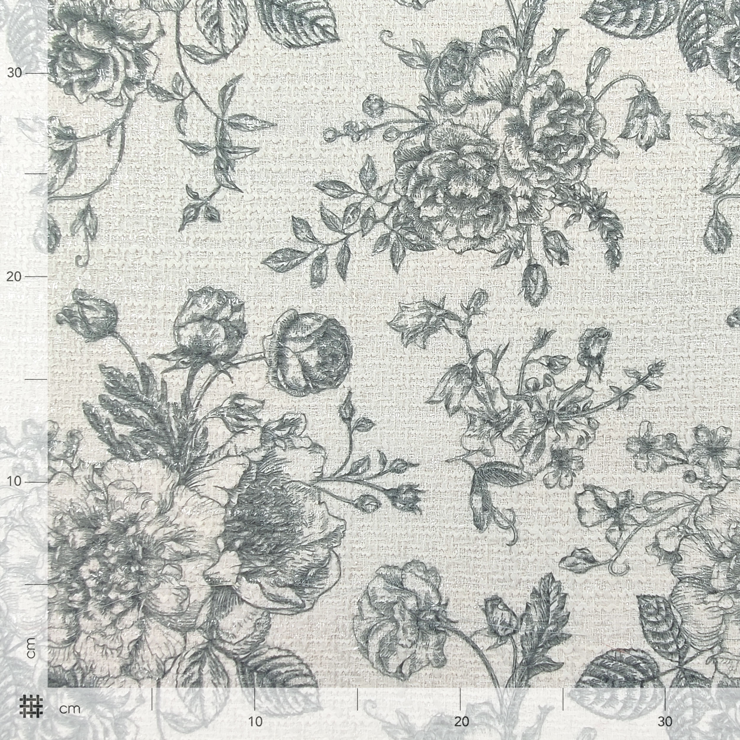 Tissu tweed lamé floral Avio