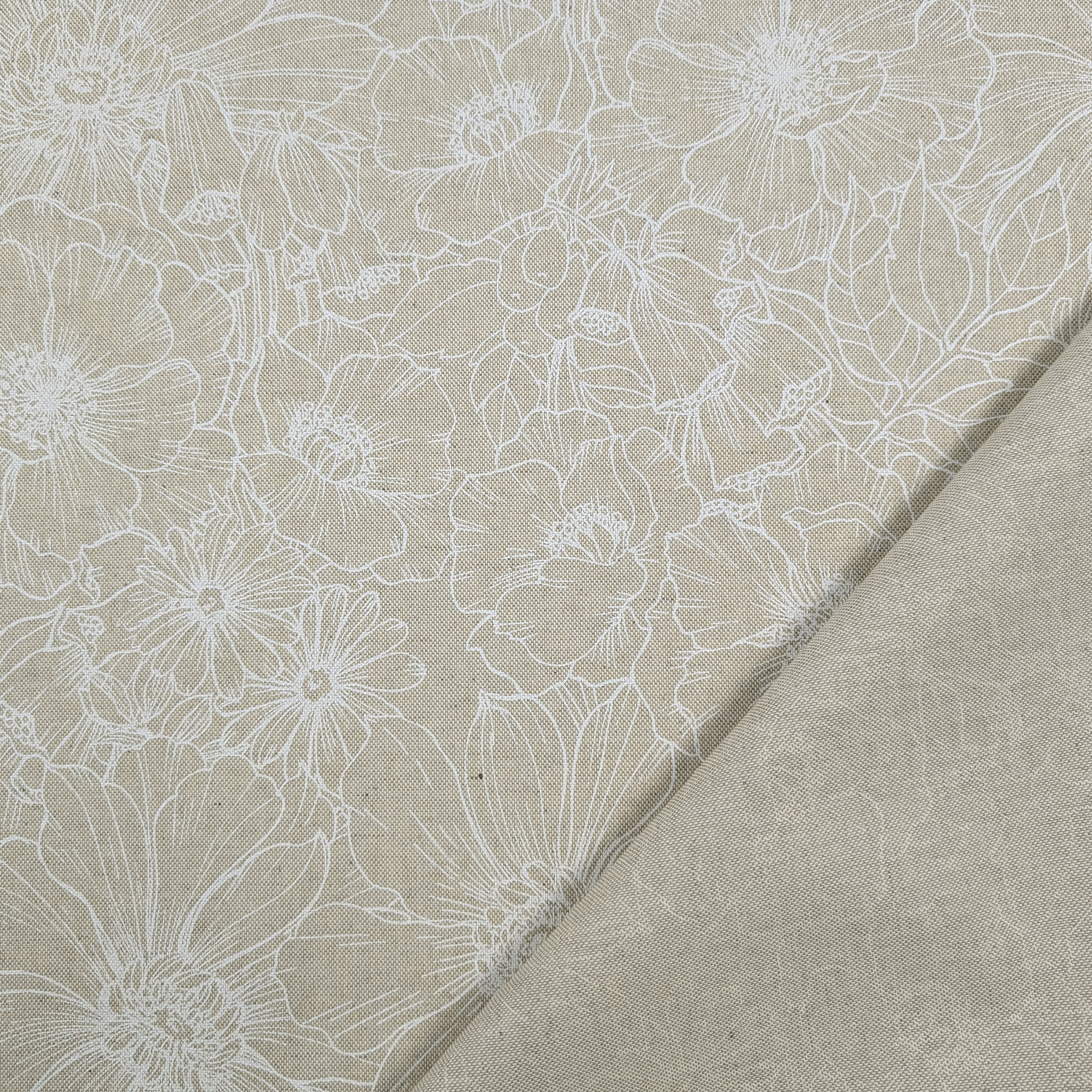 Fabric for Resin Tablecloth Modern White Flowers Image