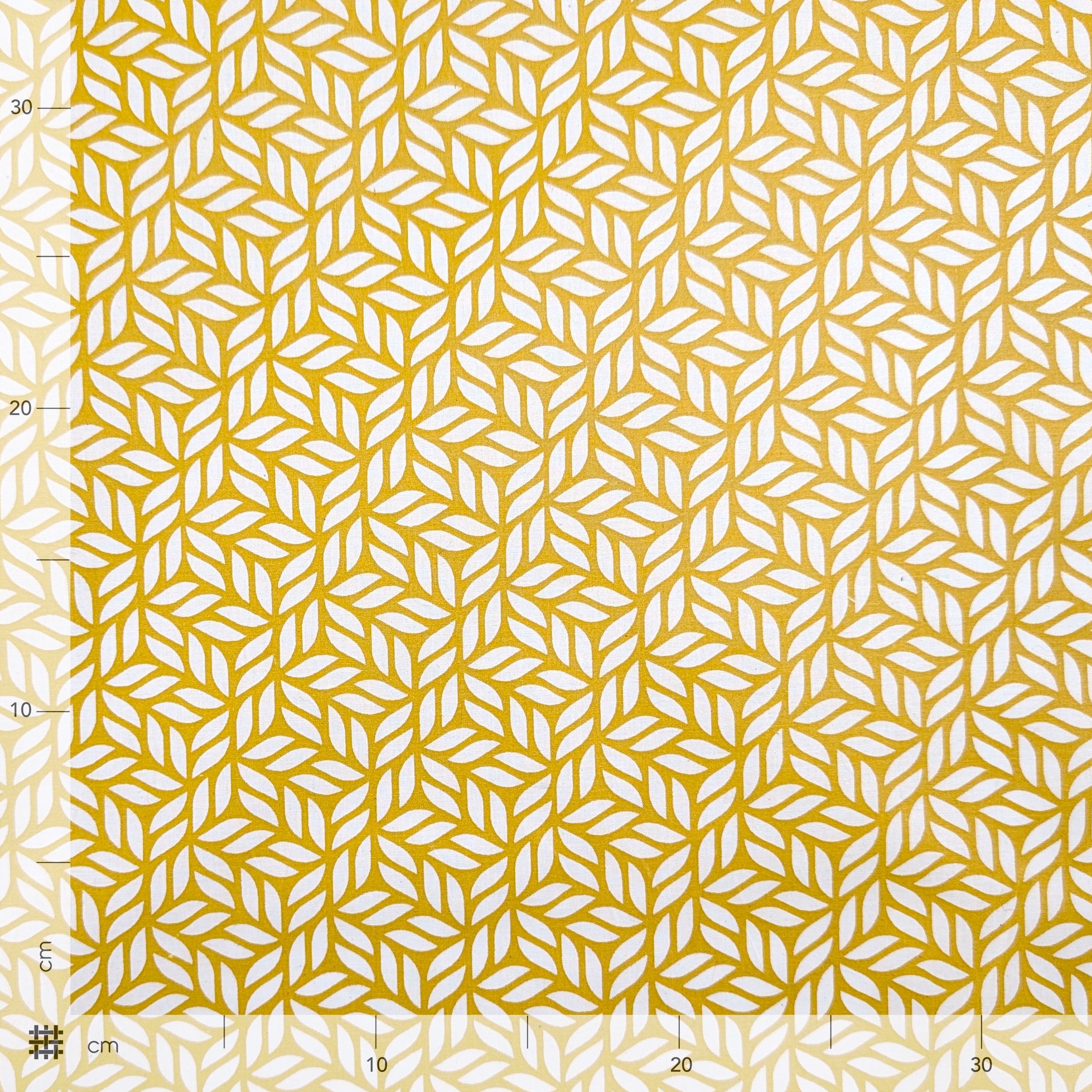 Enduite Tablecloth Fabric Stain-Free Mustard Abstract Leaves Image