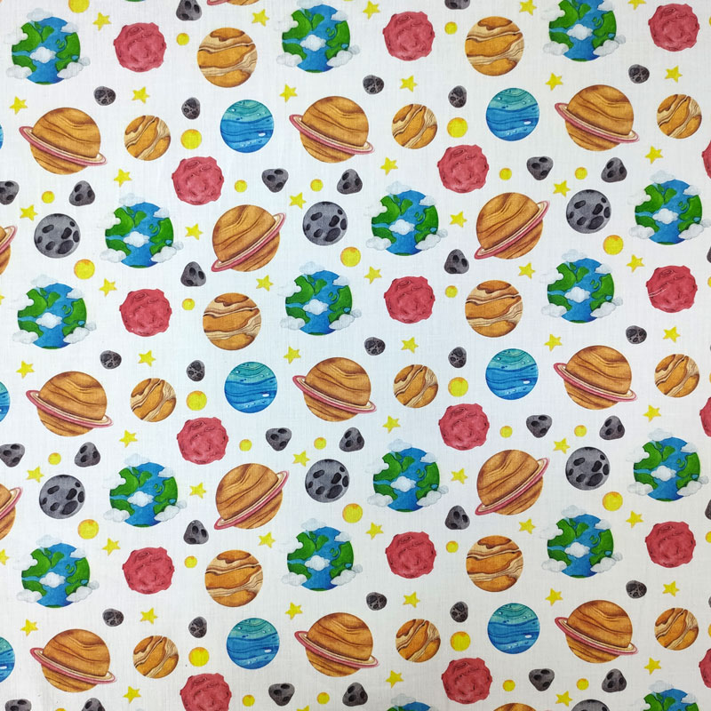  Satin de coton Découpages Planètes 50x140 cm Image