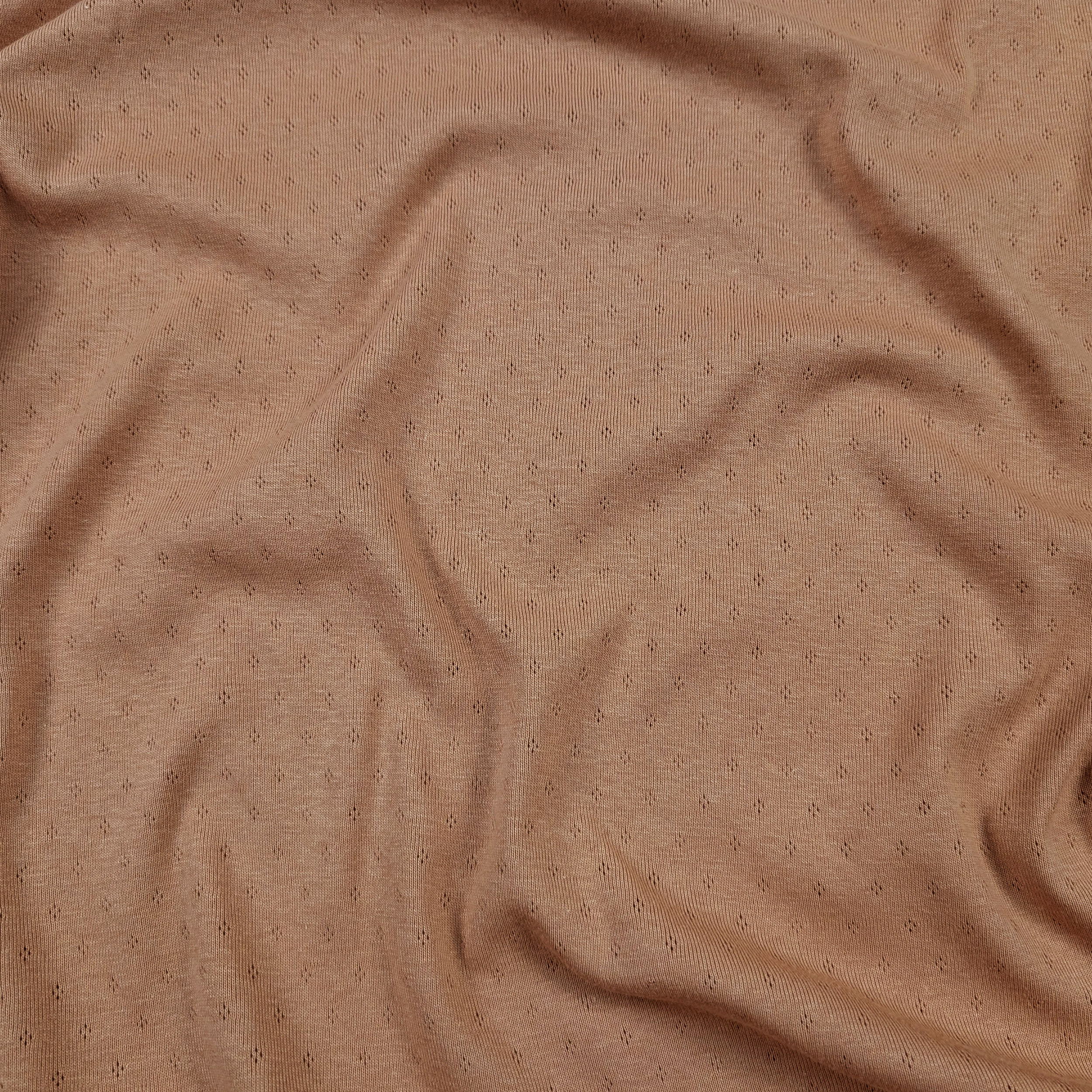 Cotton Floral Perforated Jersey on a Hazelnut Background Image