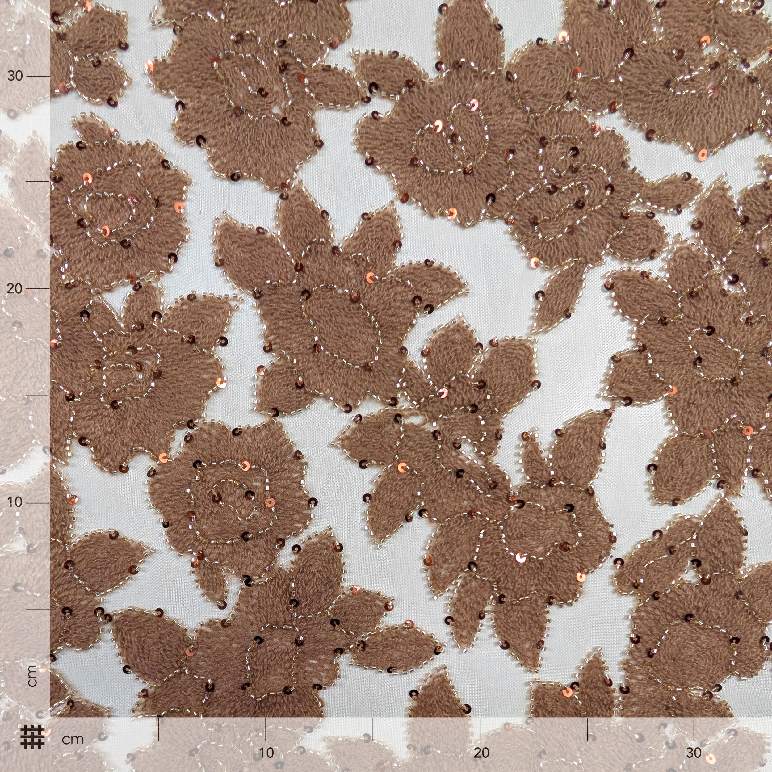 Lace Rose Wool Sequins Camel Image