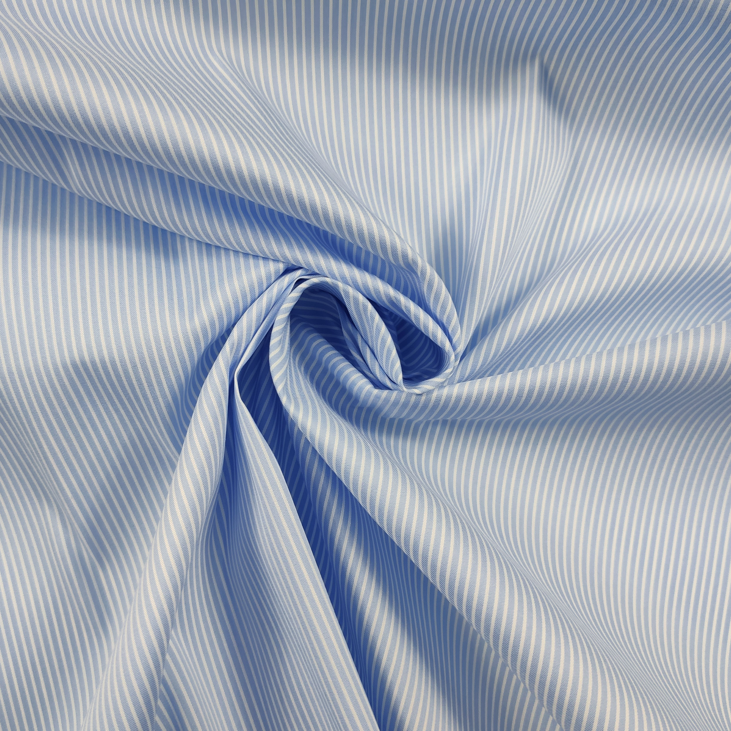 Cotton Shirting Micro Stripes Light Blue Background