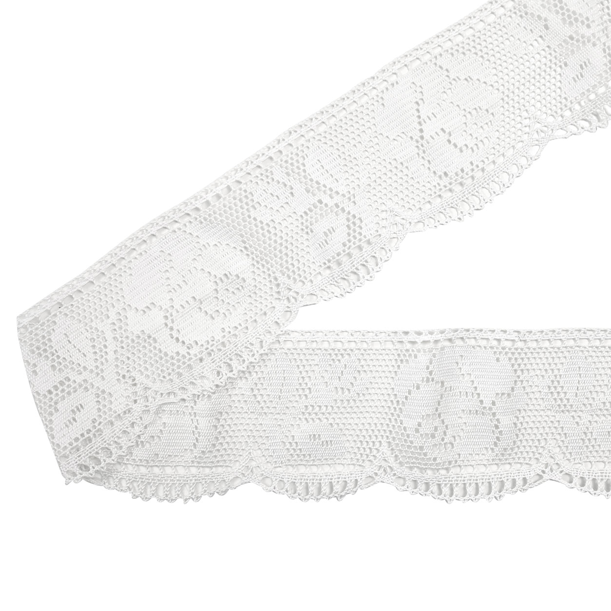 Dentelle festonnée blanche avec roses