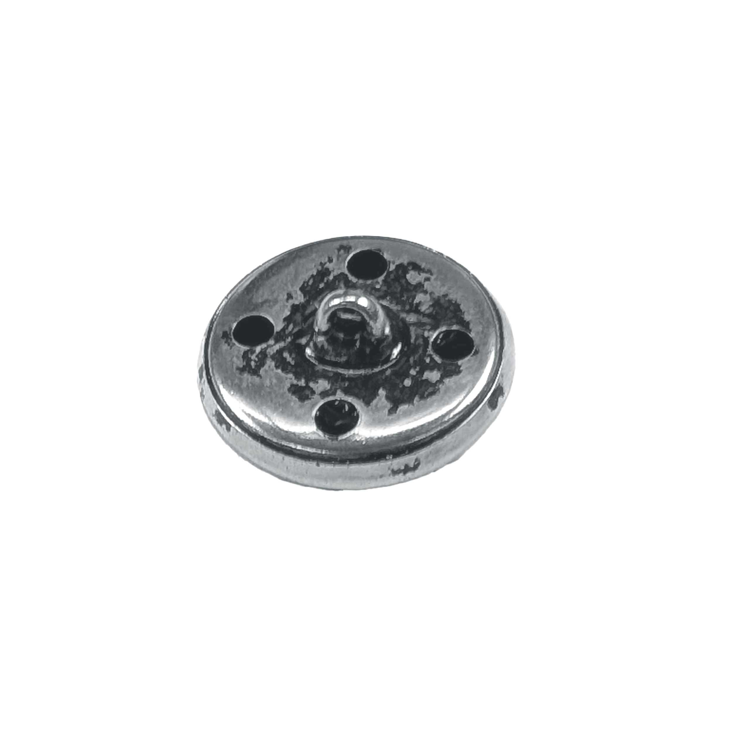 Large Silver Button with Little Flowers Image