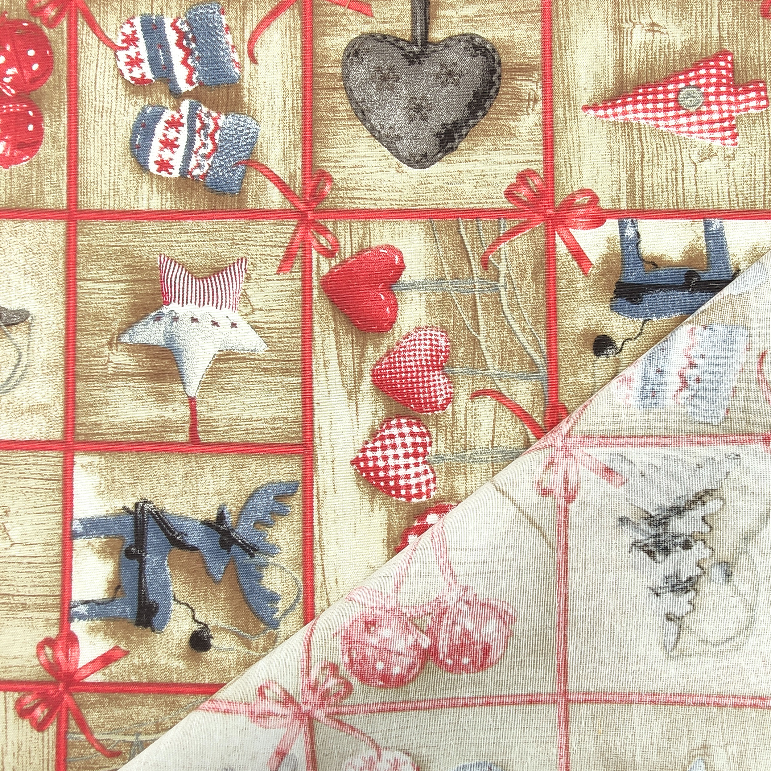 Tissu de décoration de Noël avec décorations Shabby Image