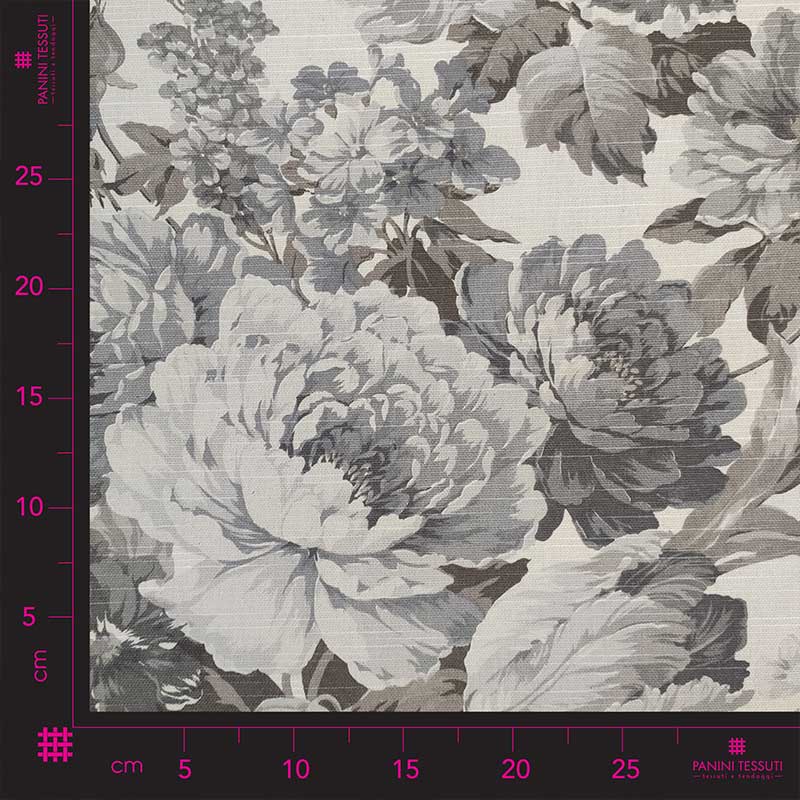 Tela de mezcla de algodón Flor gris grande Image