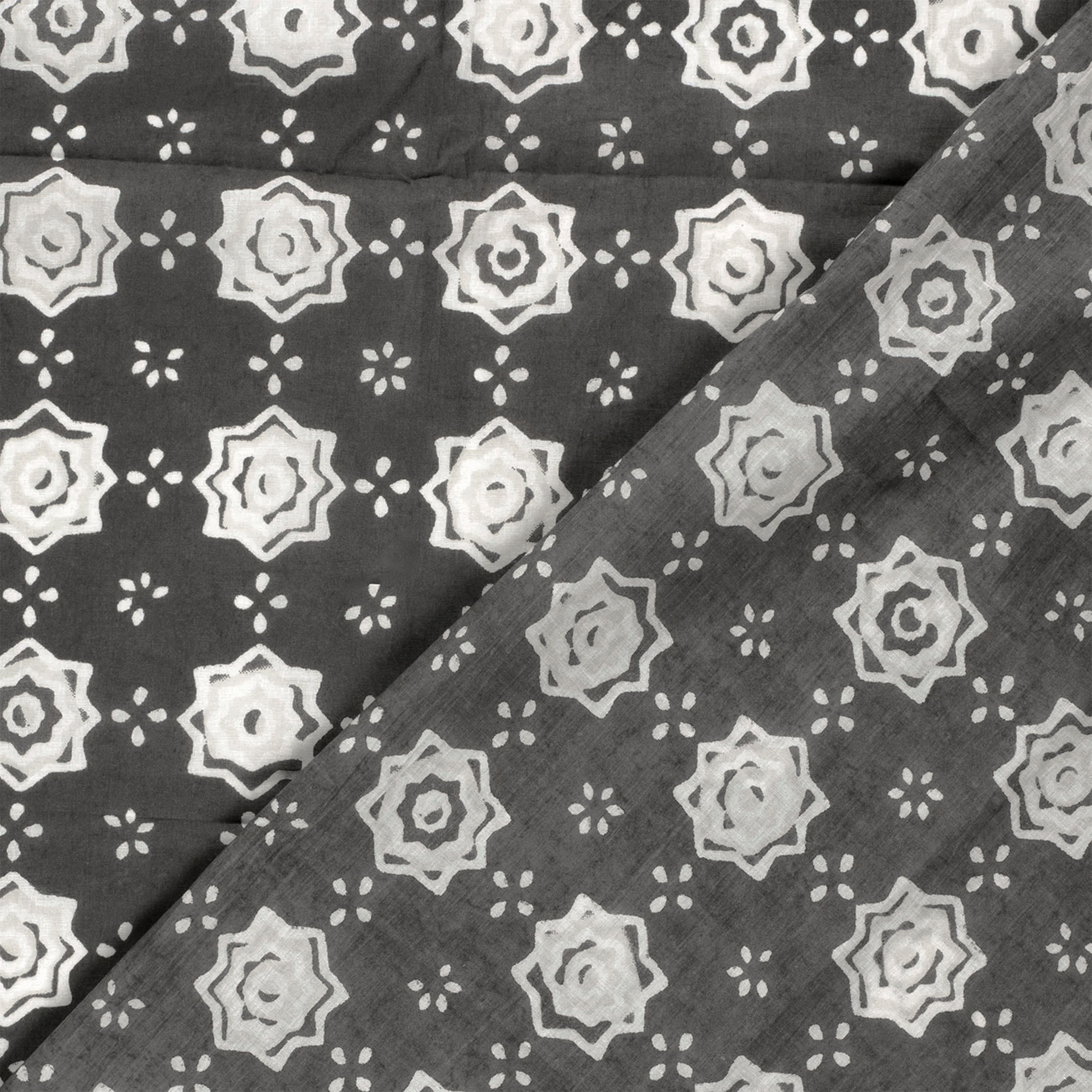 Batik Patterned Cotton Muslin Grey Background Image