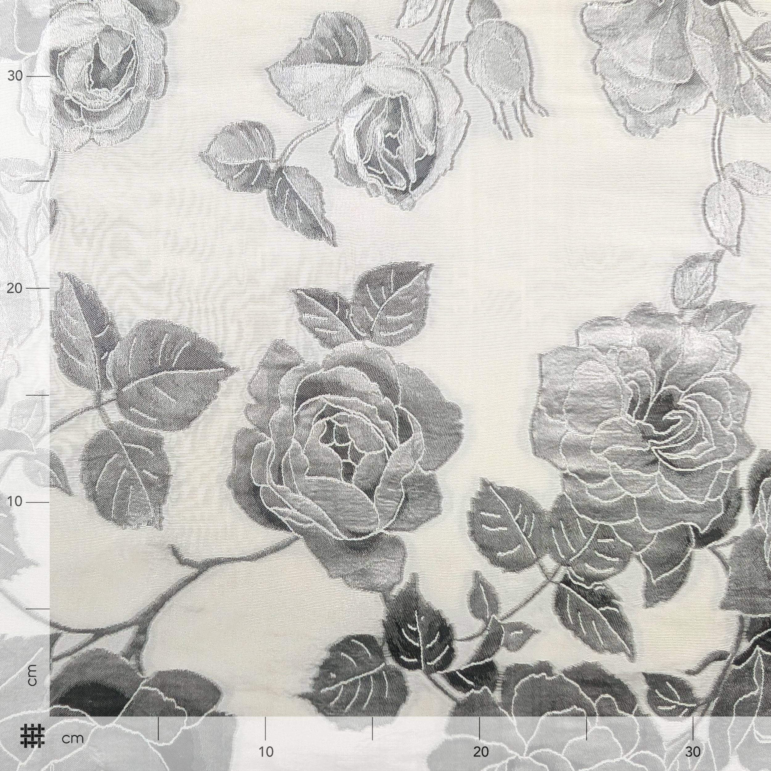 Jacquard Alta Moda Flores Gris Mezcla Seda Image