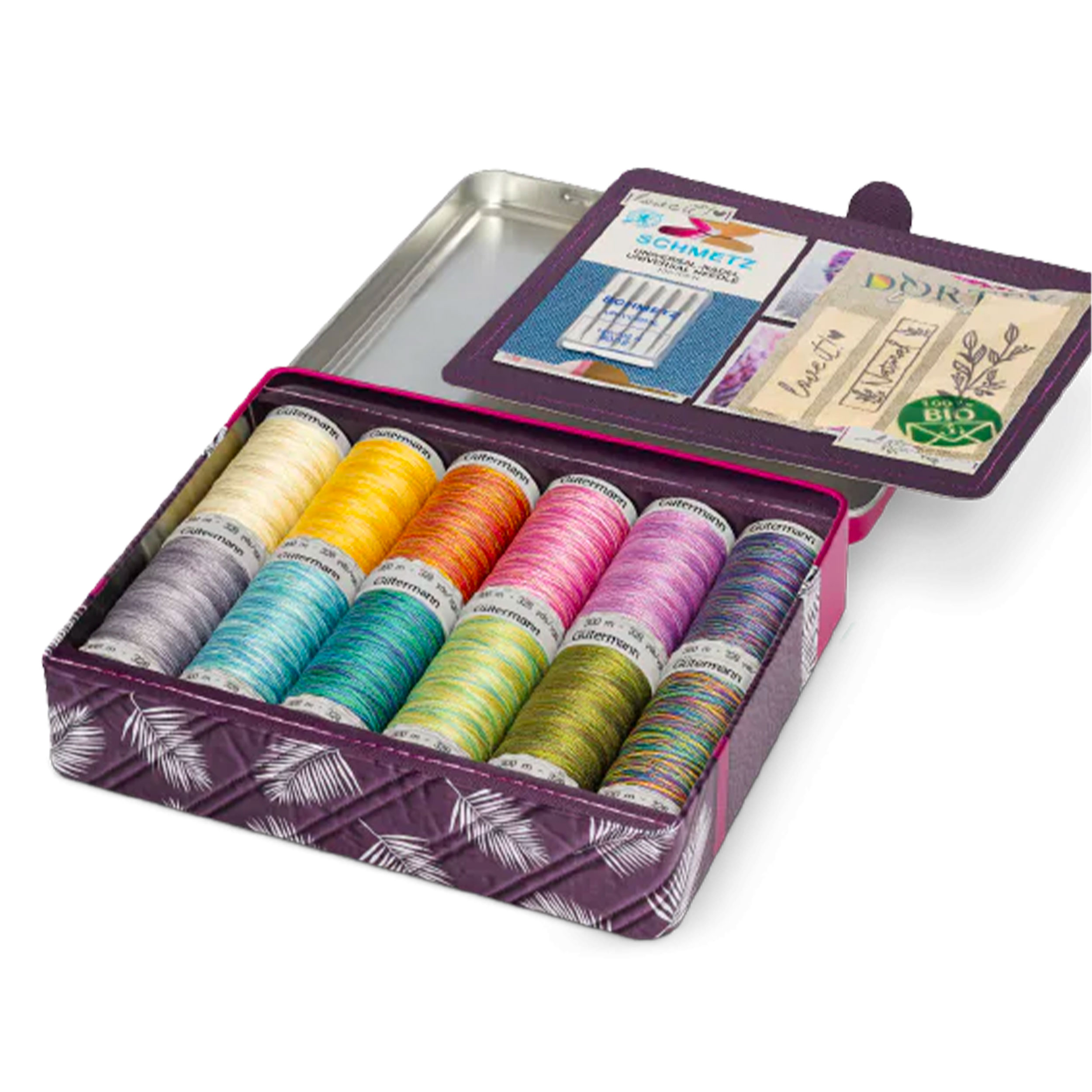 Gutermann Cottone Caja 12 Bobinas Algodón 300m y Agujas