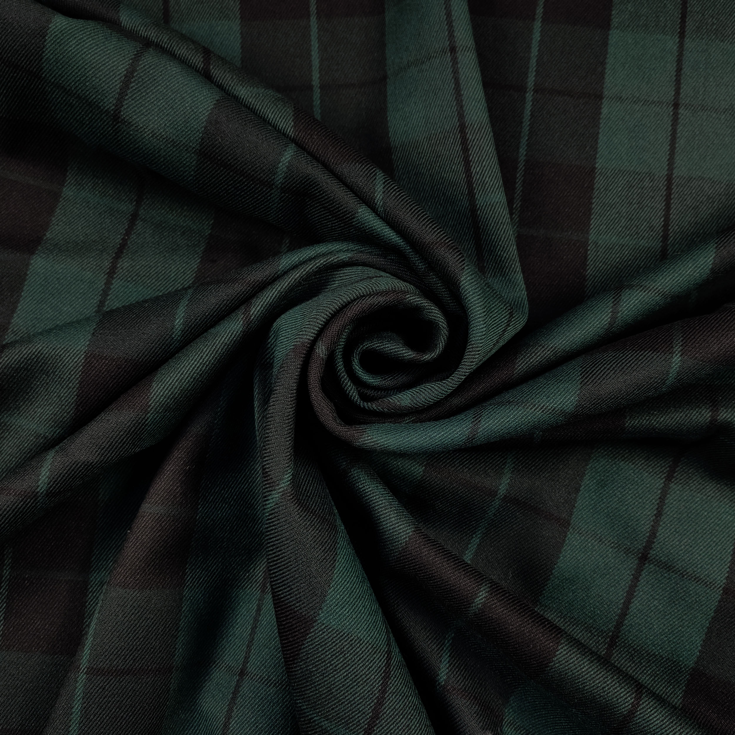Green and Black Check Tartan Fabric Image