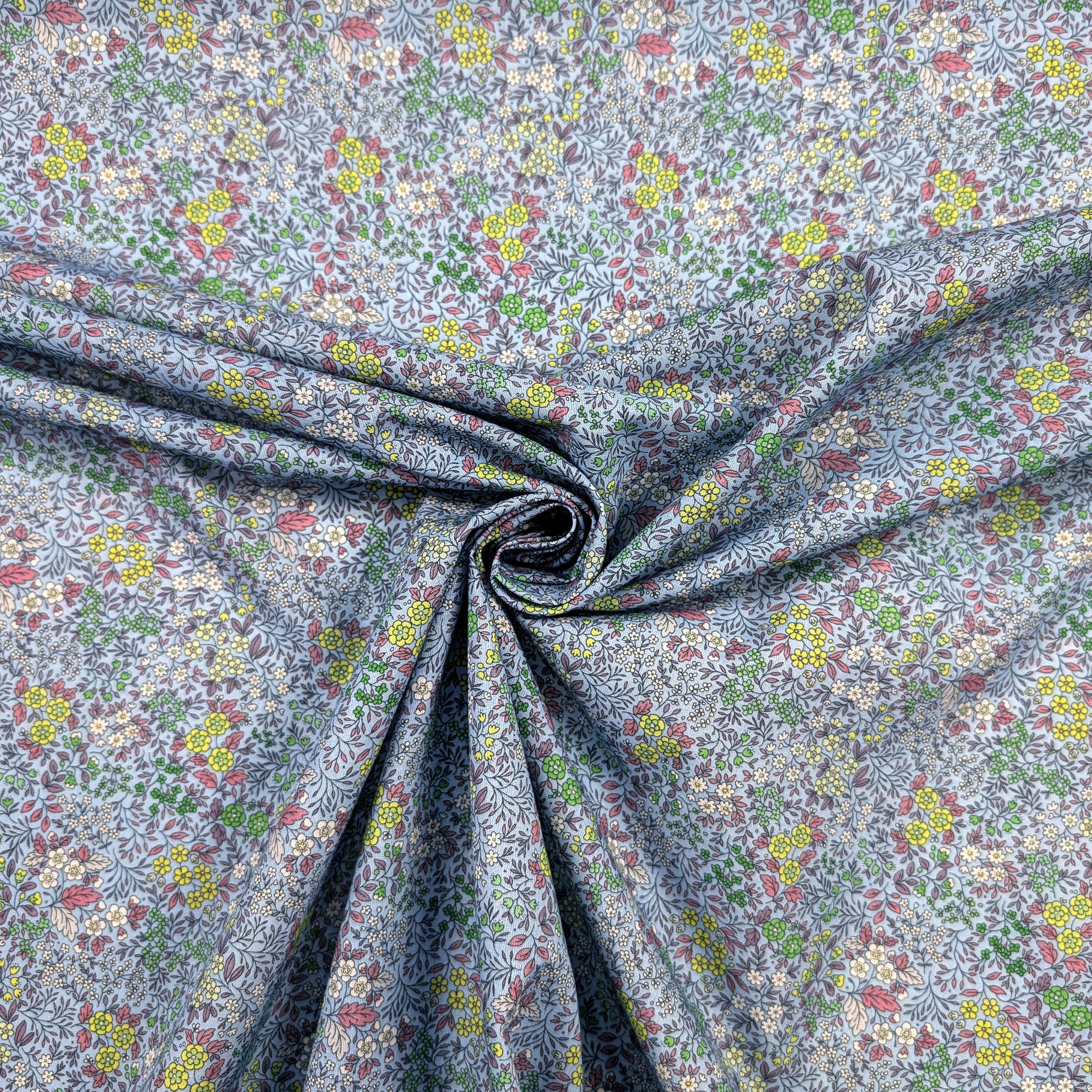 Percale Cotton with Yellow and Green Flowers Image