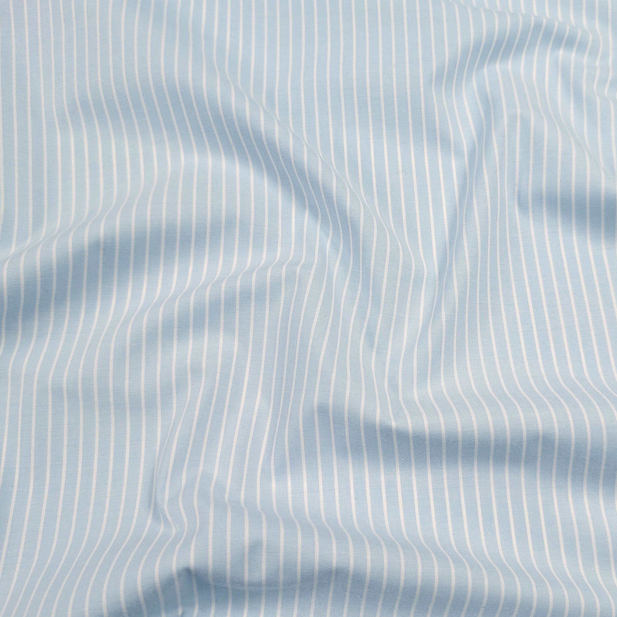 Stretch Cotton for Shirts Light Blue White Stripes Image
