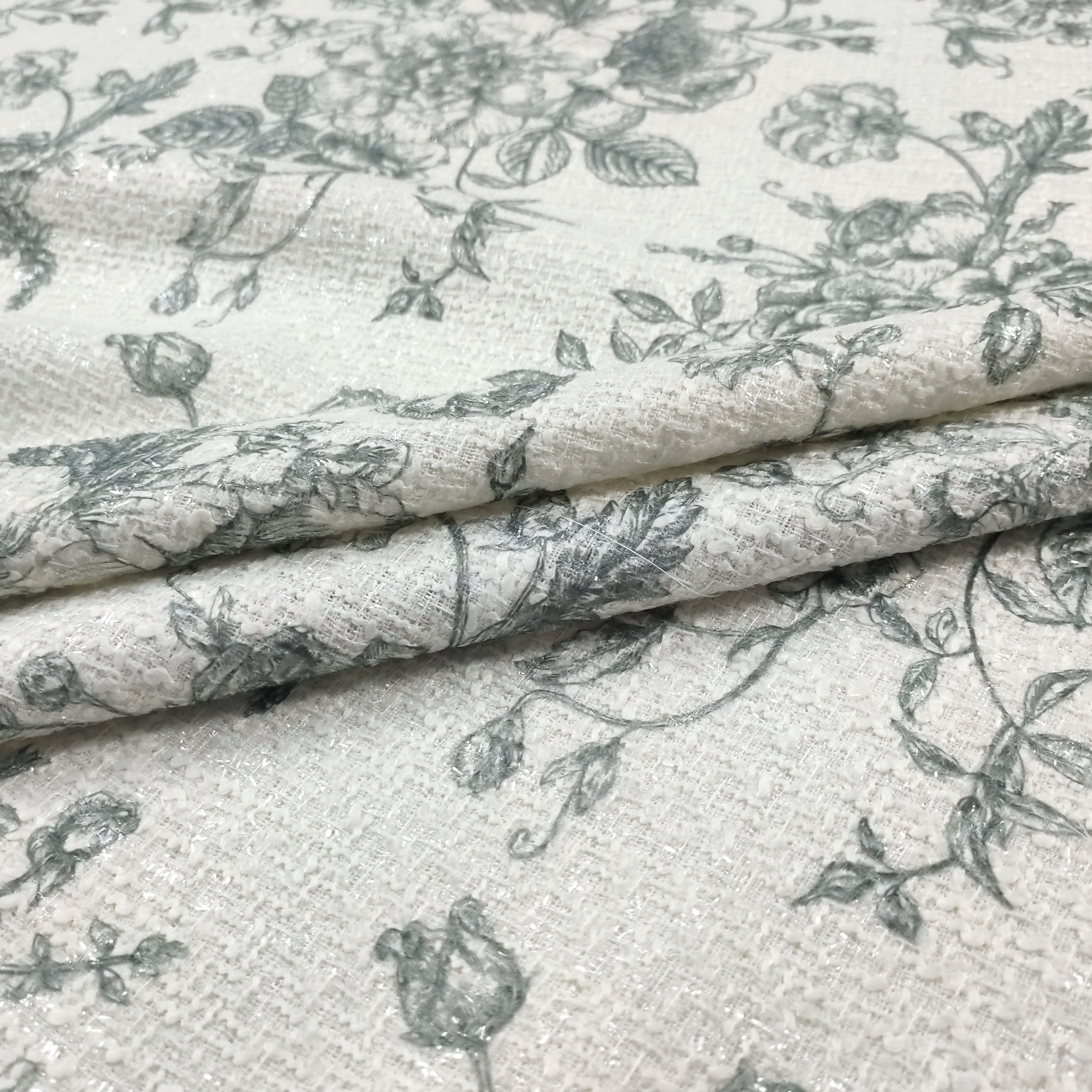 Tissu tweed lamé floral Avio