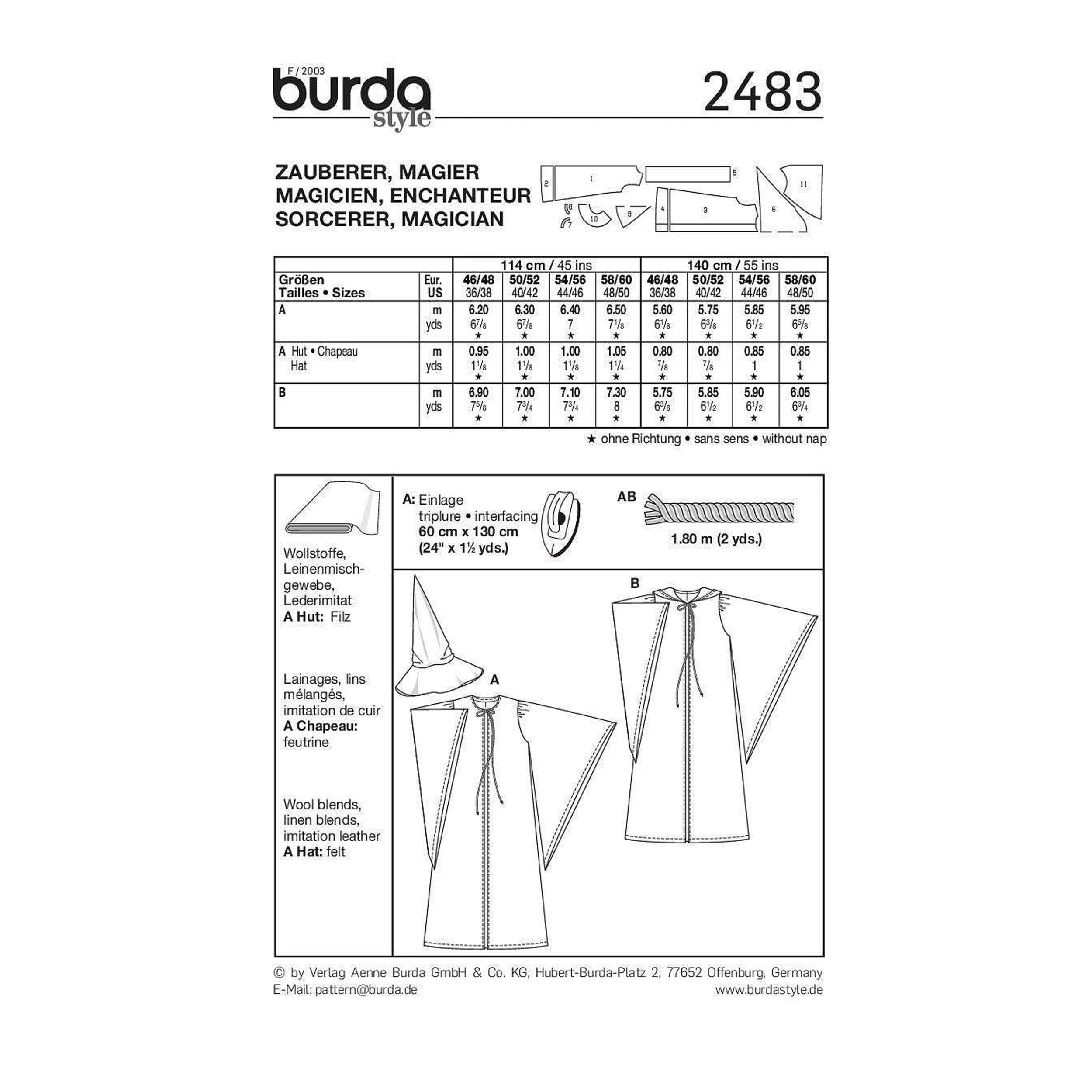 Burda Pattern Style Easy Carnival Sorcerer and Magician Image