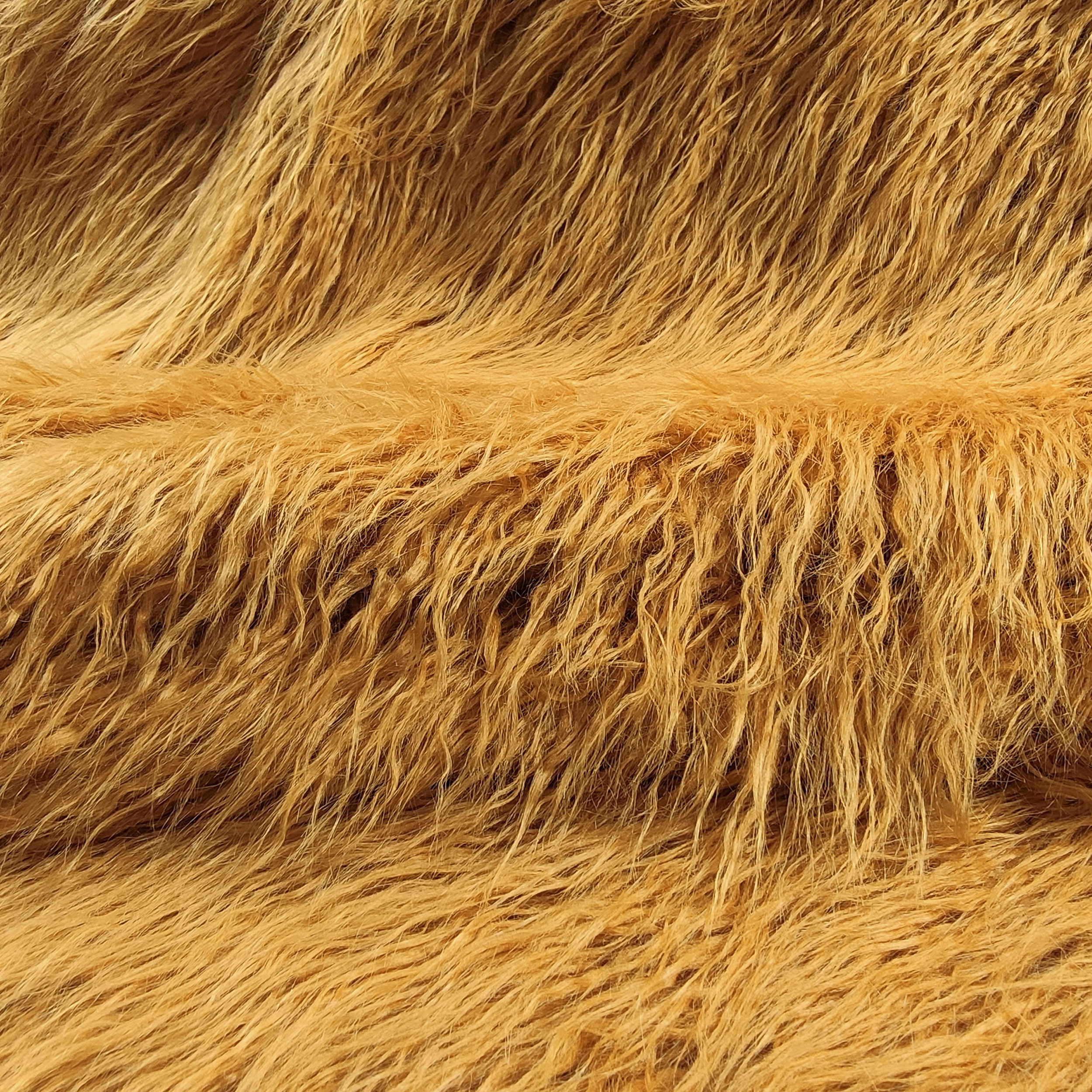 Synthetic Fur Long Solid Colour Mustard