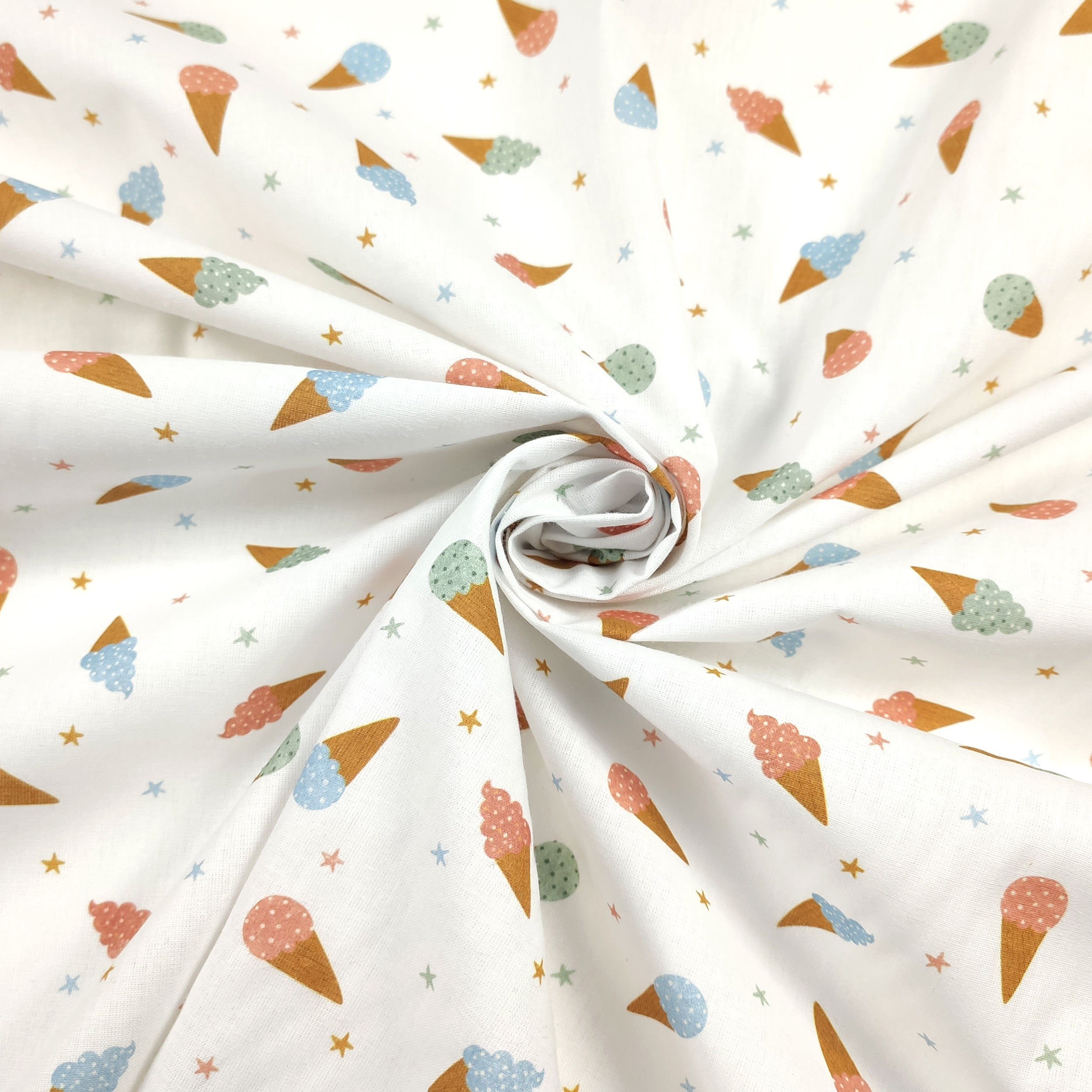 Cotton Fabric Ice Cream and Stars Image