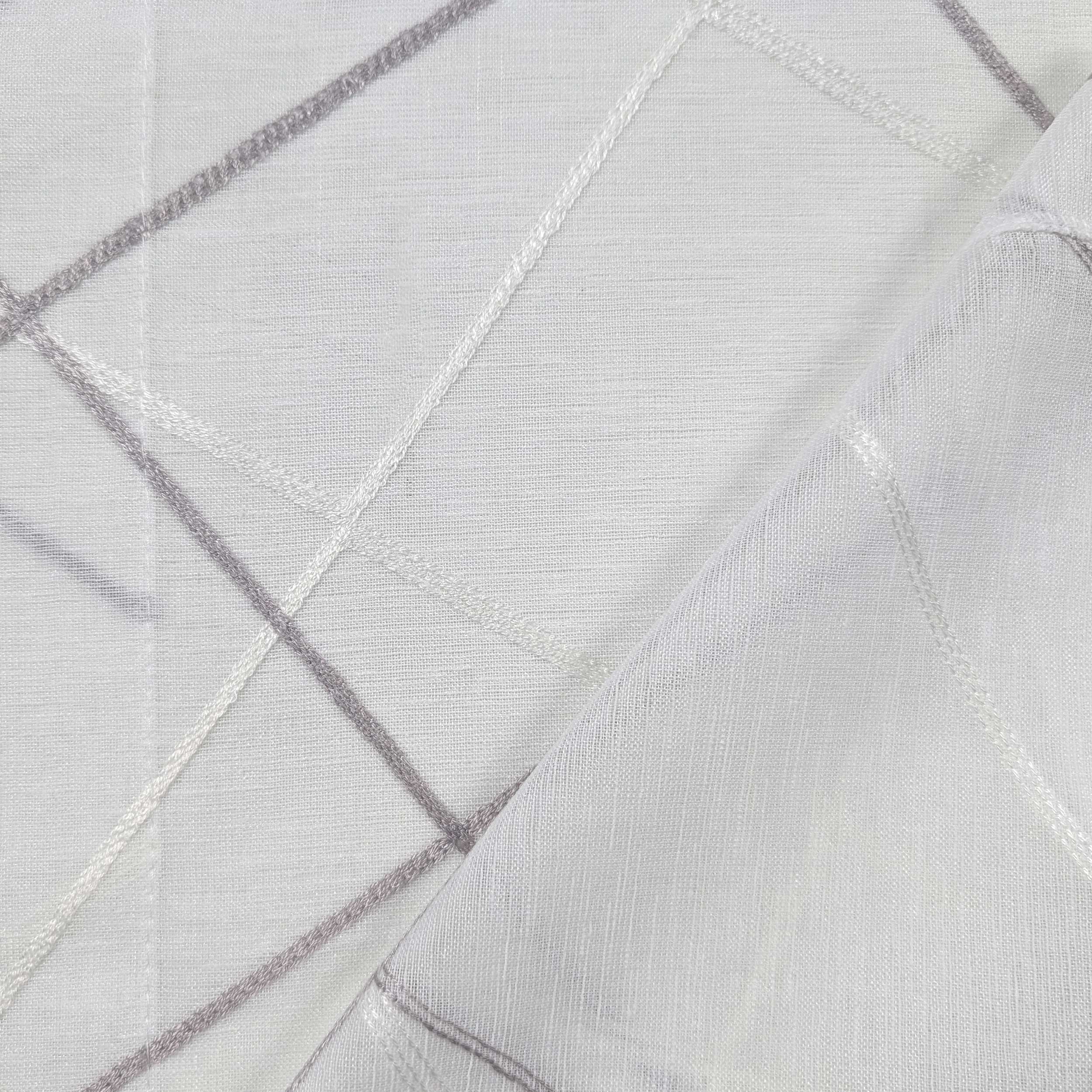 Curtain Fabric Embroidered Grey Lines Image