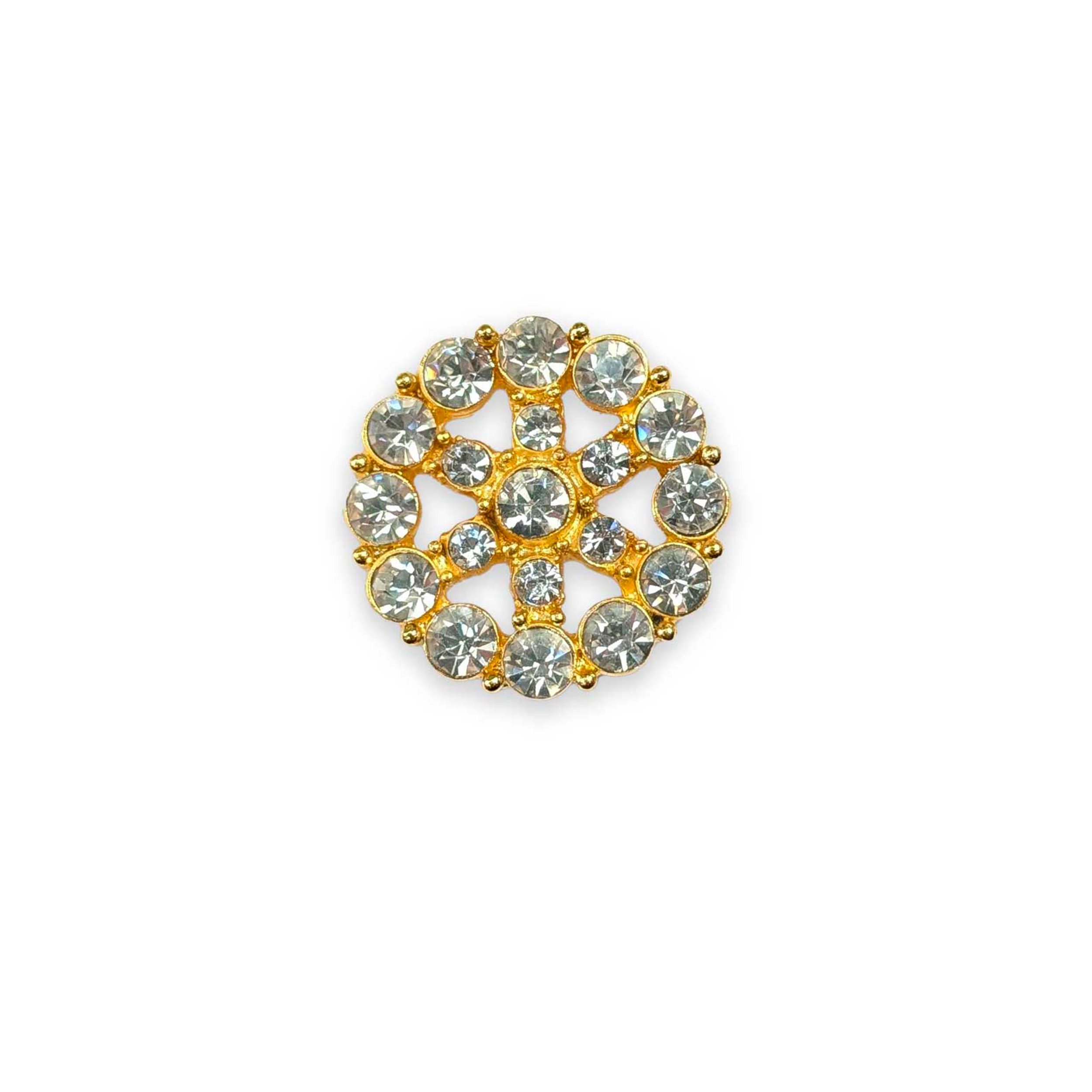 Button Jewel Large Gold and Rhinestone Jade Image
