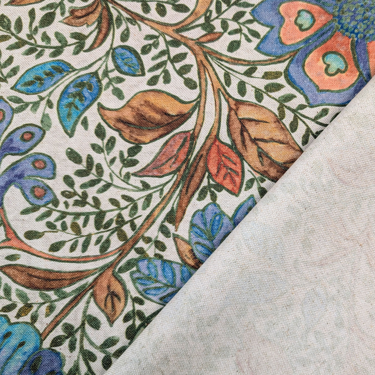 Panama Mixed Linen Blue Flowers H 280 cm Image