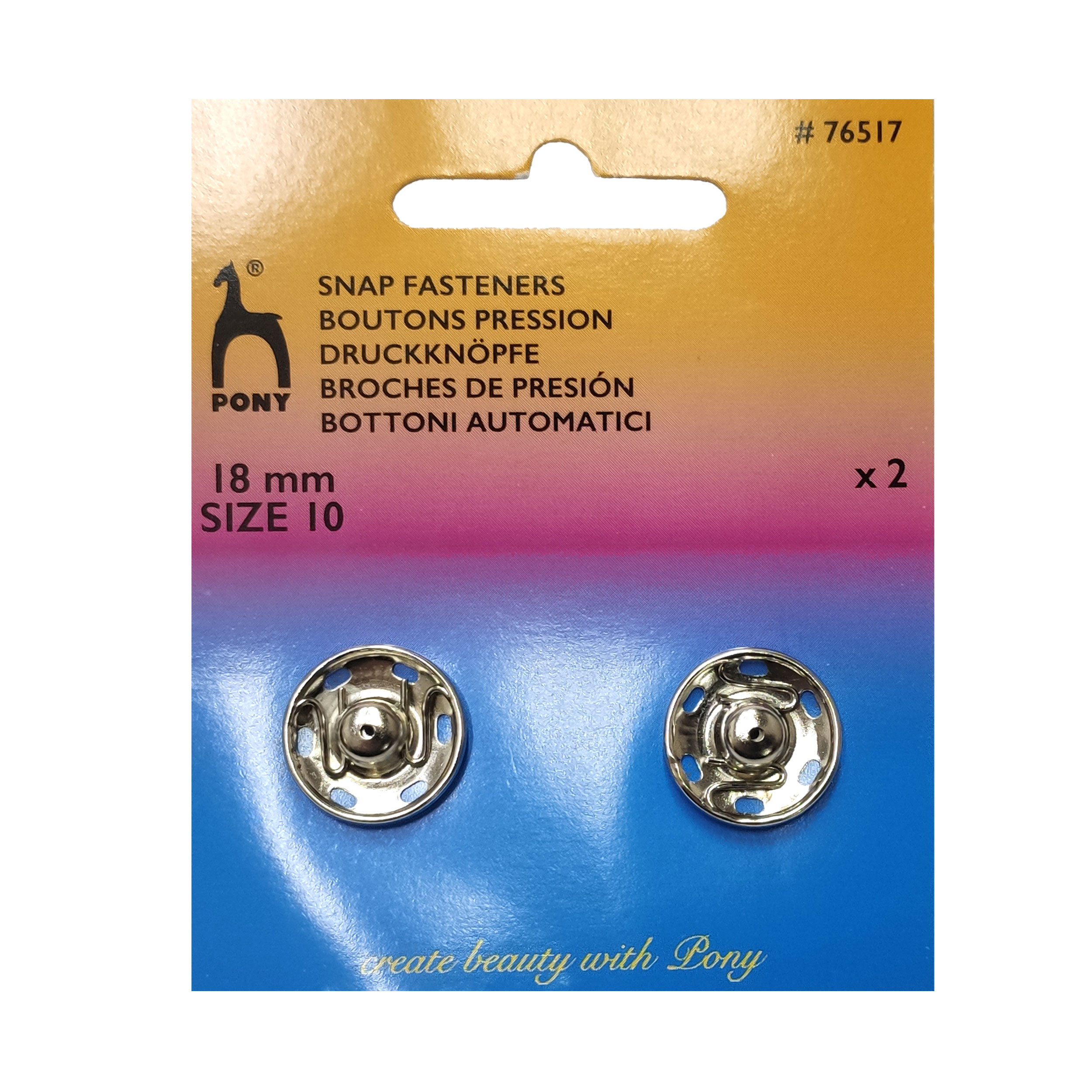 Boutons automatiques Pony 18 mm en argent