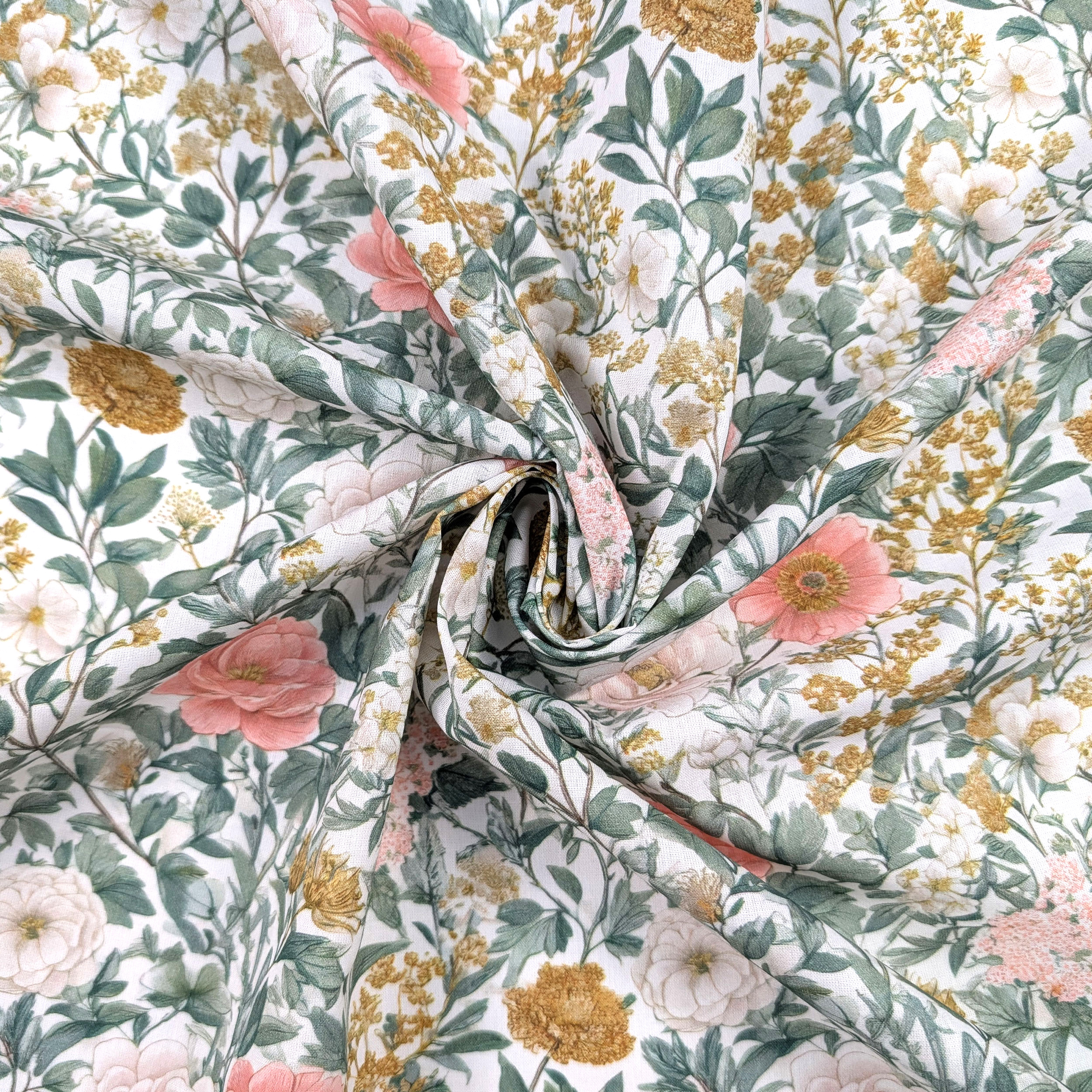 Percale Cotton Flowers White Background Image