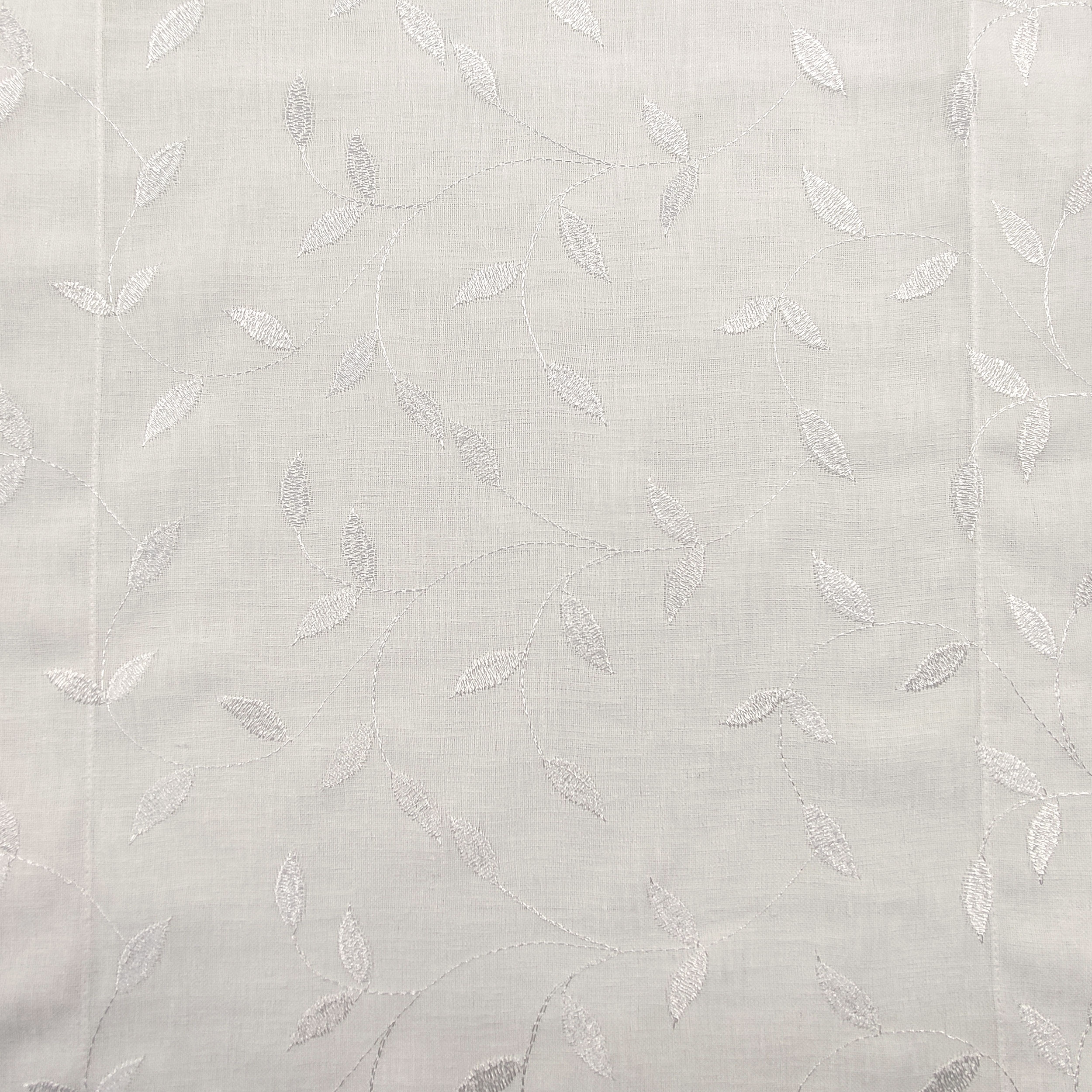 Curtain Fabric Elegant Leaves - White
