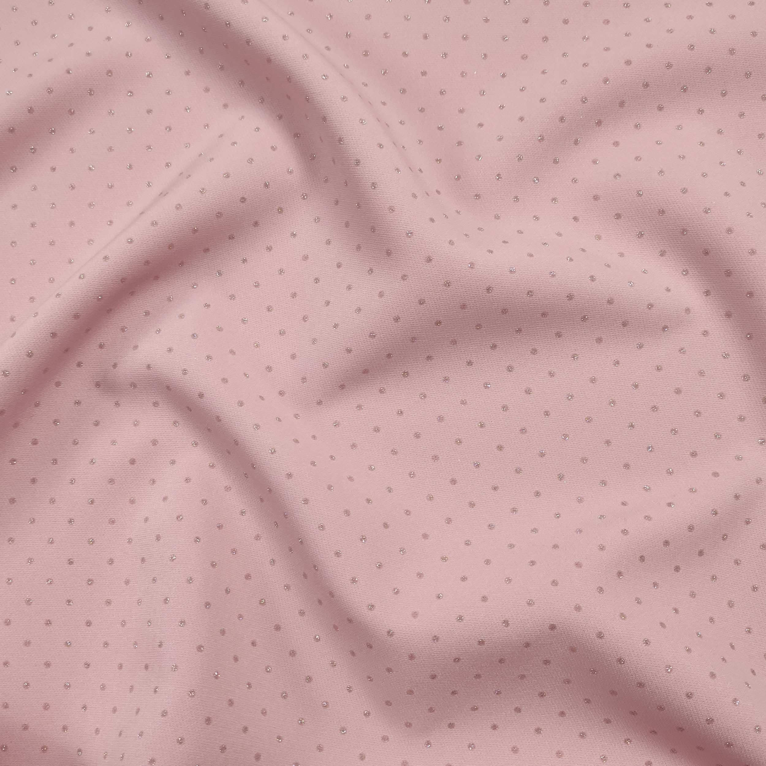 Tissu élastiqué Lurex Polka Dot Pink Background