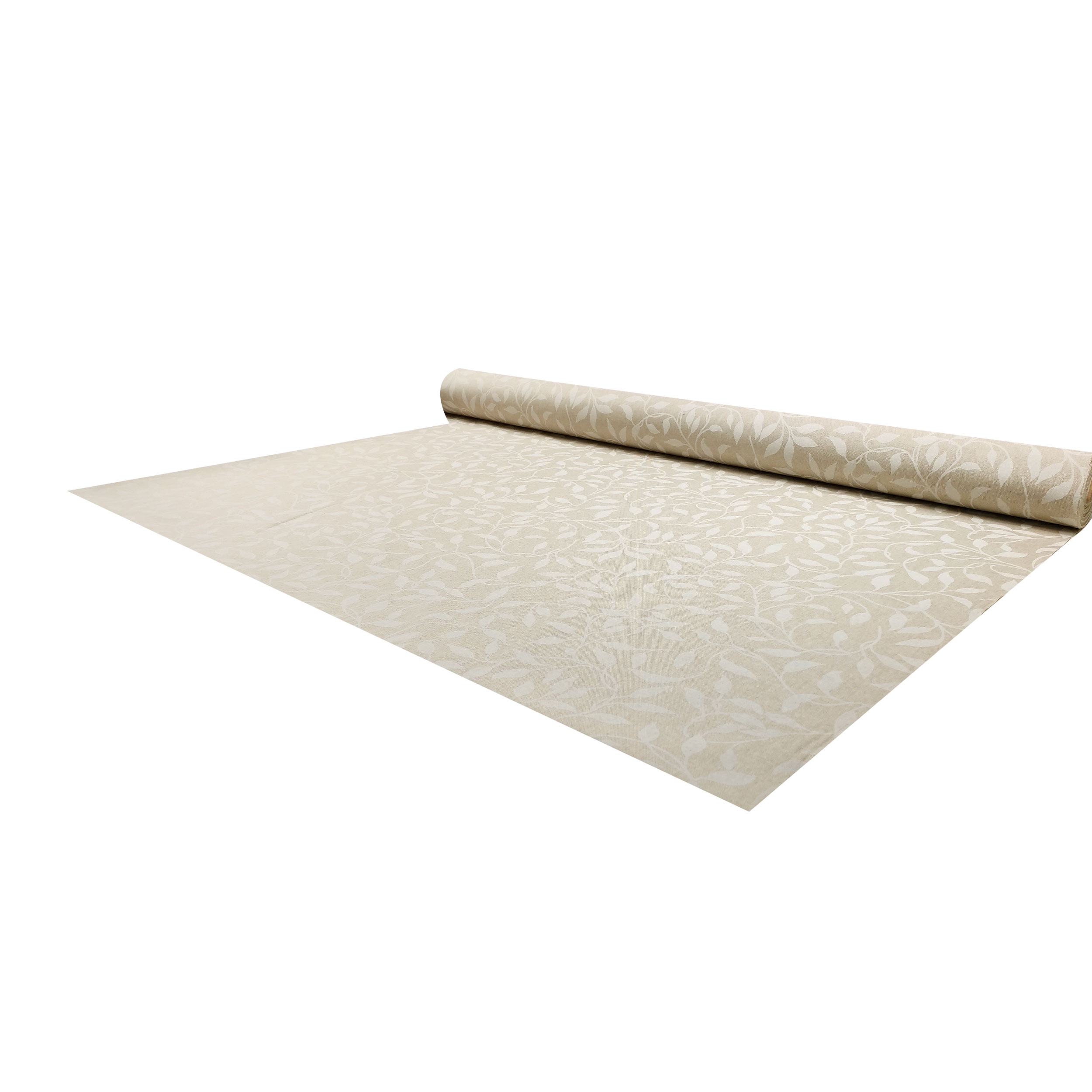 Stoff für Tischtuch Cotton Foliage Weiß