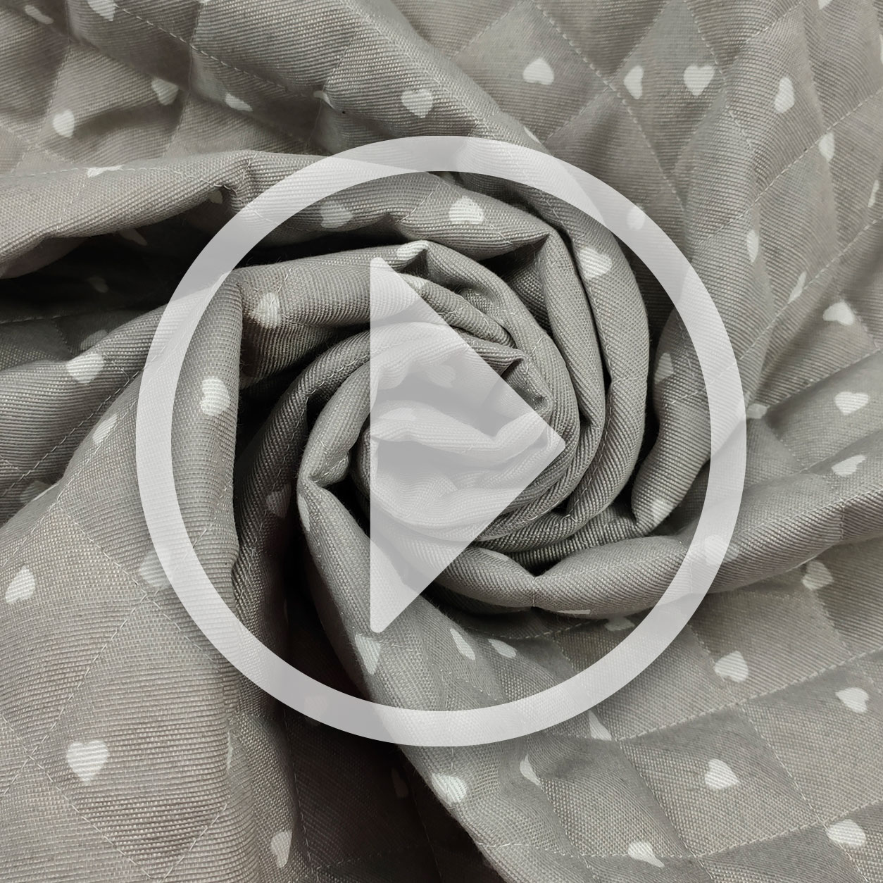 Quilted Cotton Mini White Hearts - Grey Image
