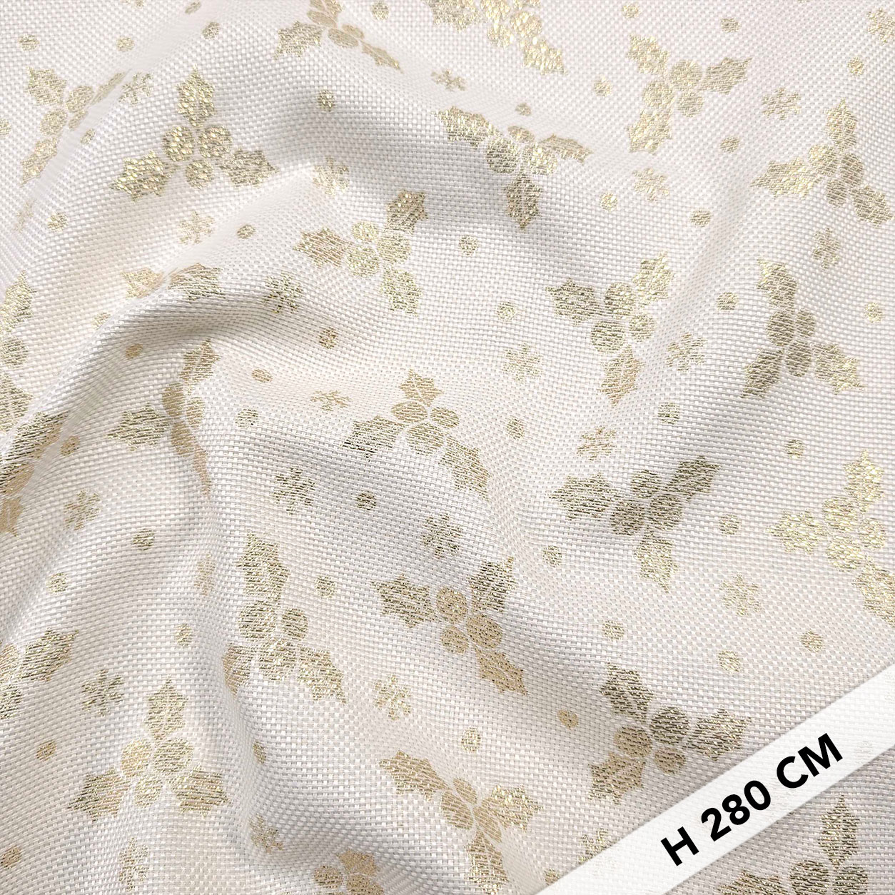 Christmas Jacquard White Holly Lurex Gold Image