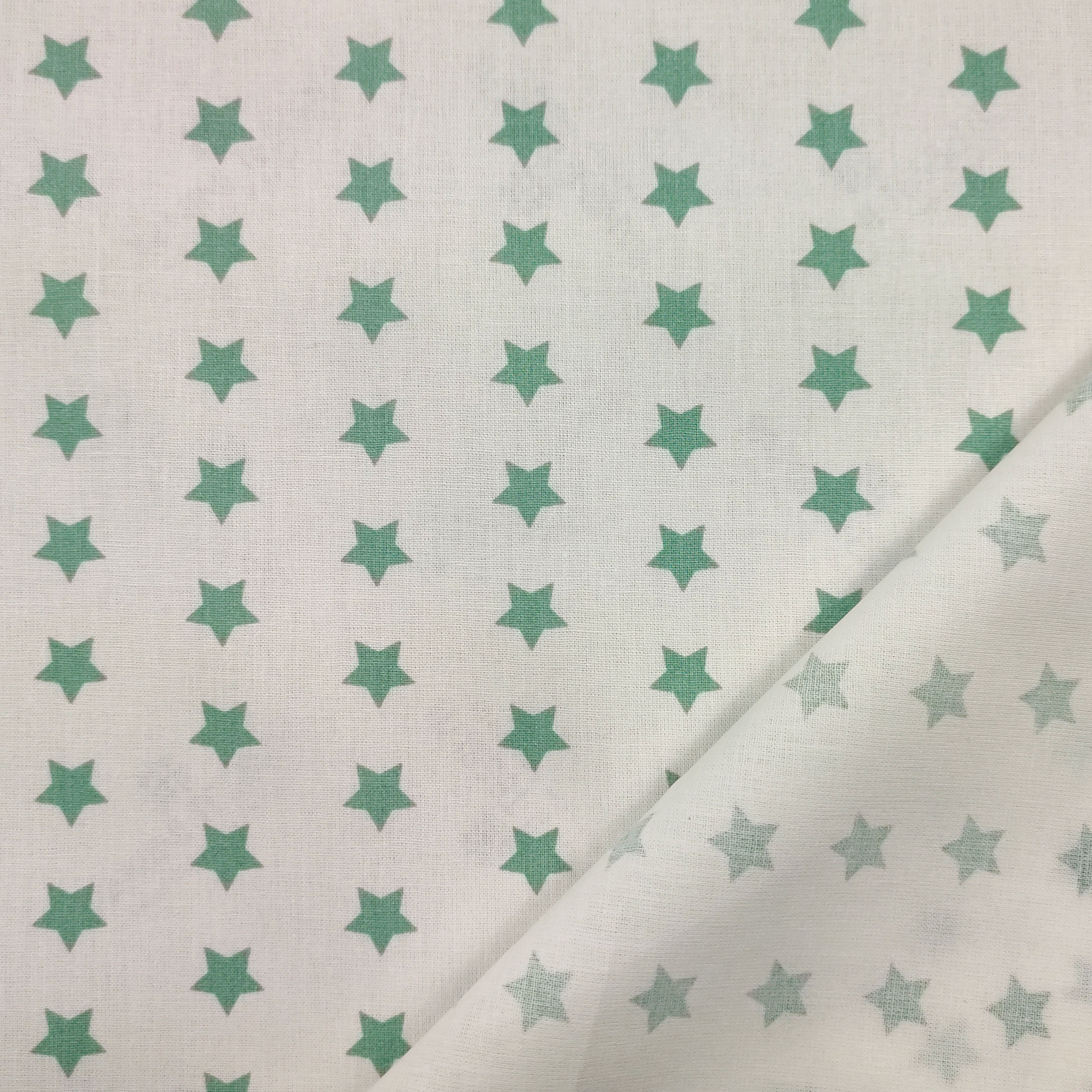 Printed Cotton - White Background with Stars Image