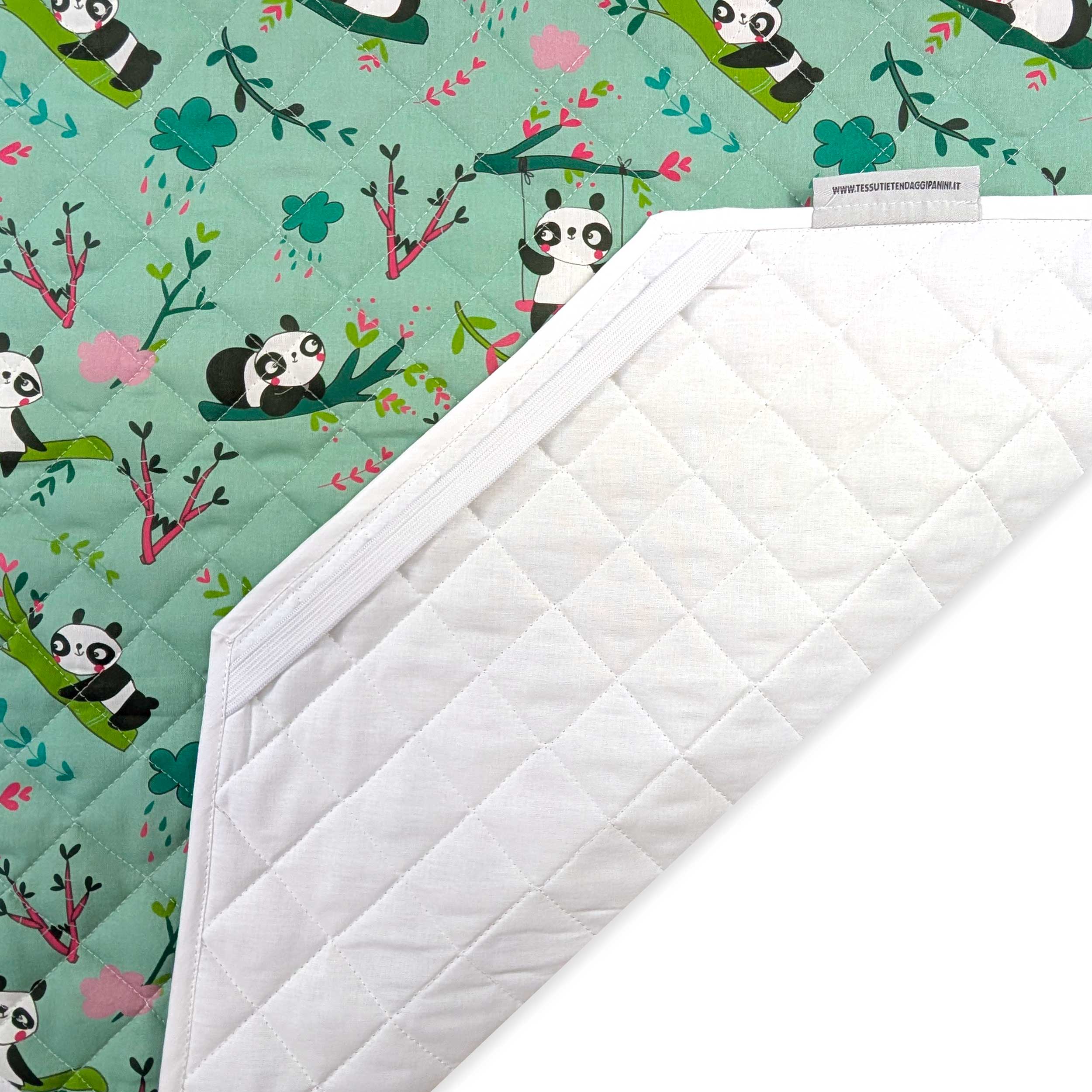 Cot Cover Panda Mint Green Background Image