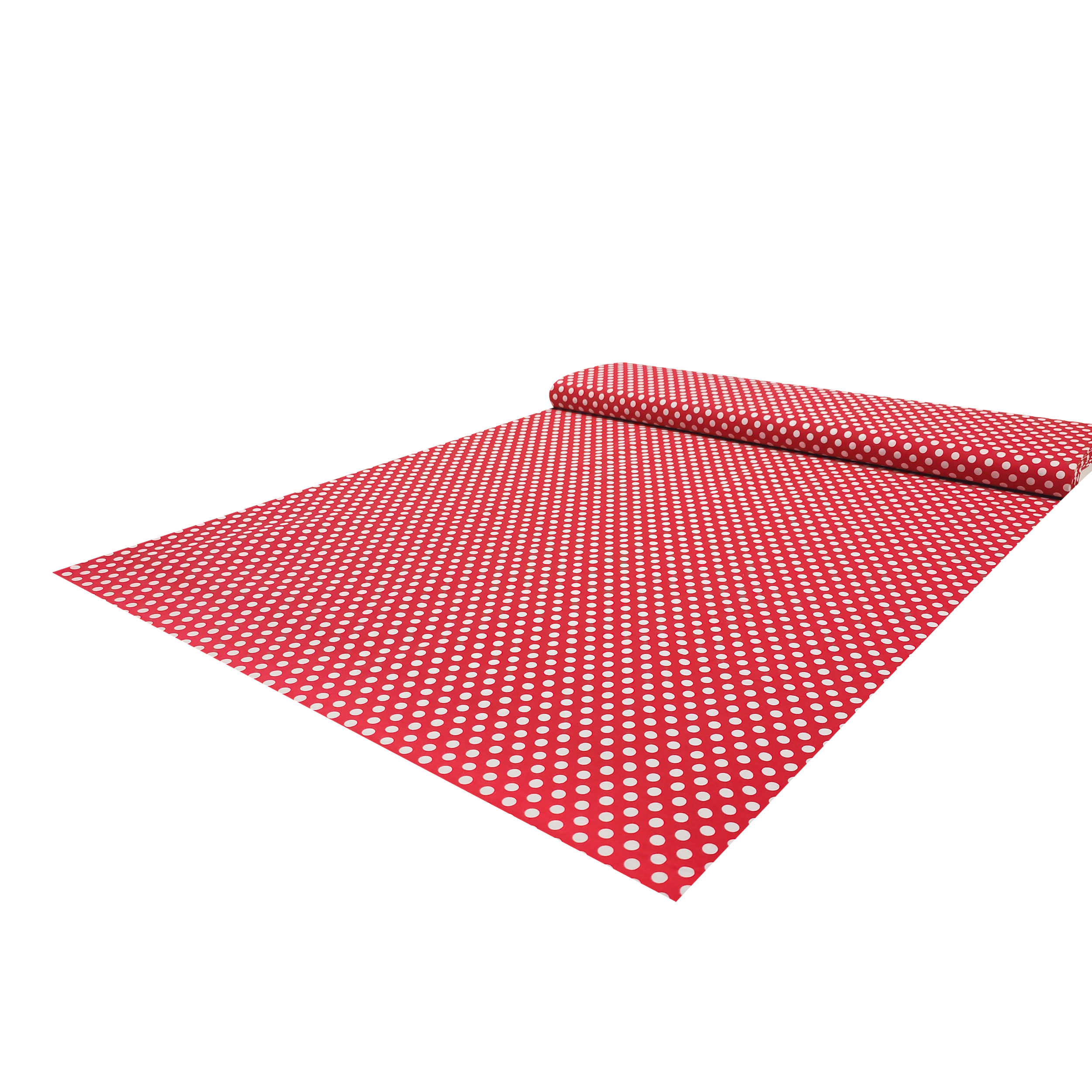 Roter Baumwollstoff mit großen Polka Dots
