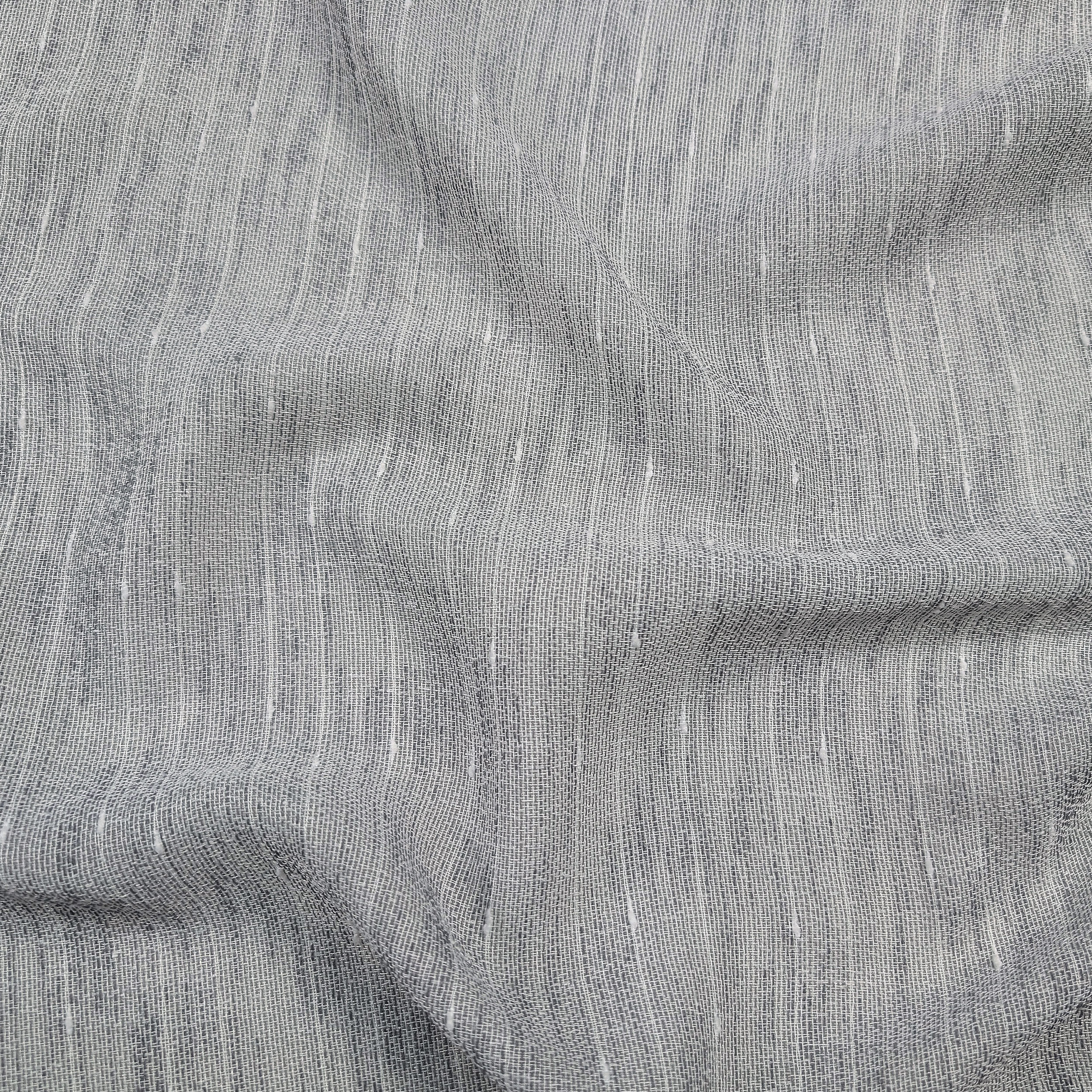 Grey Flocked Curtain Fabric Image