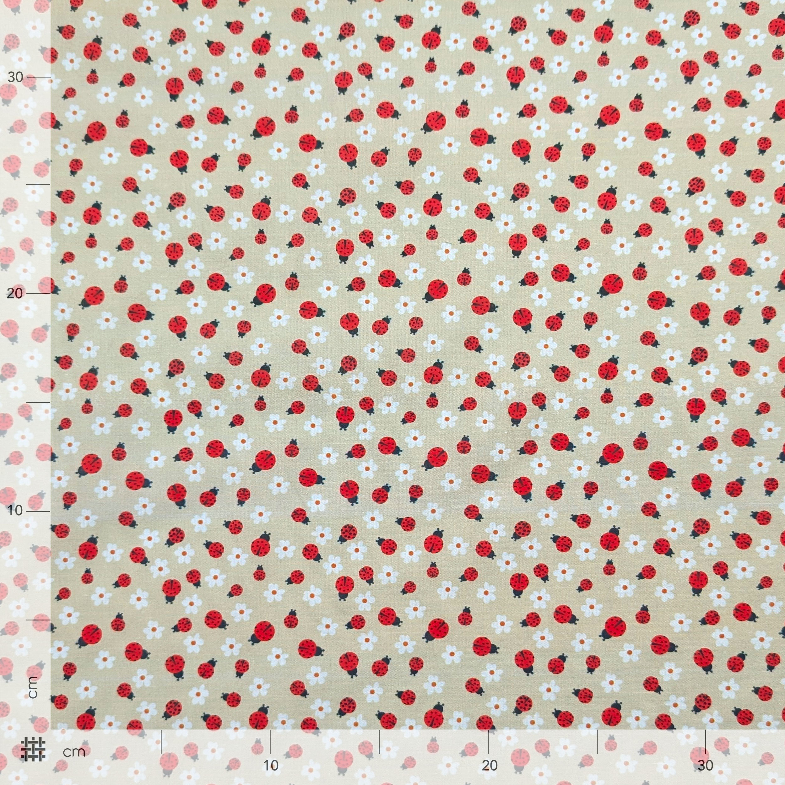 Cotton Percale Ladybirds and Little Flowers Image