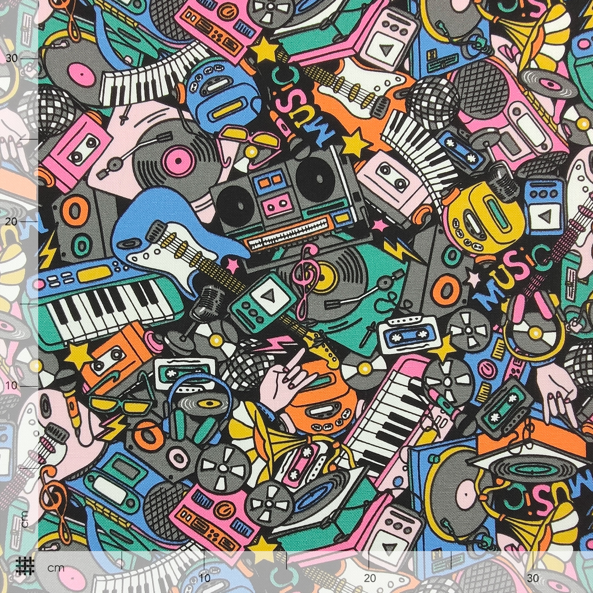 Ausschnitt Panama-Stoff Rockmusik 50x140 cm