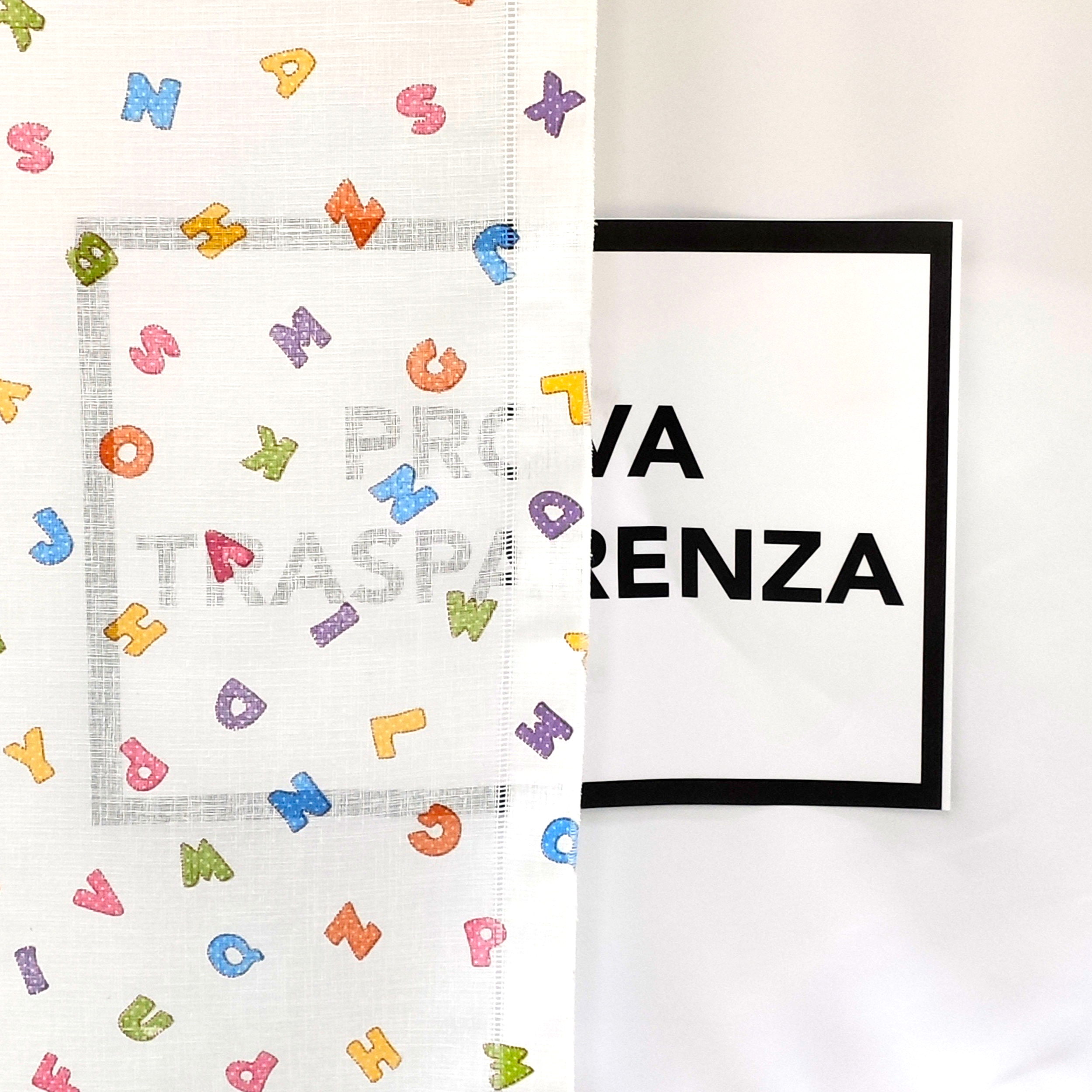 Tissu de rideau fantaisie à lettres colorées